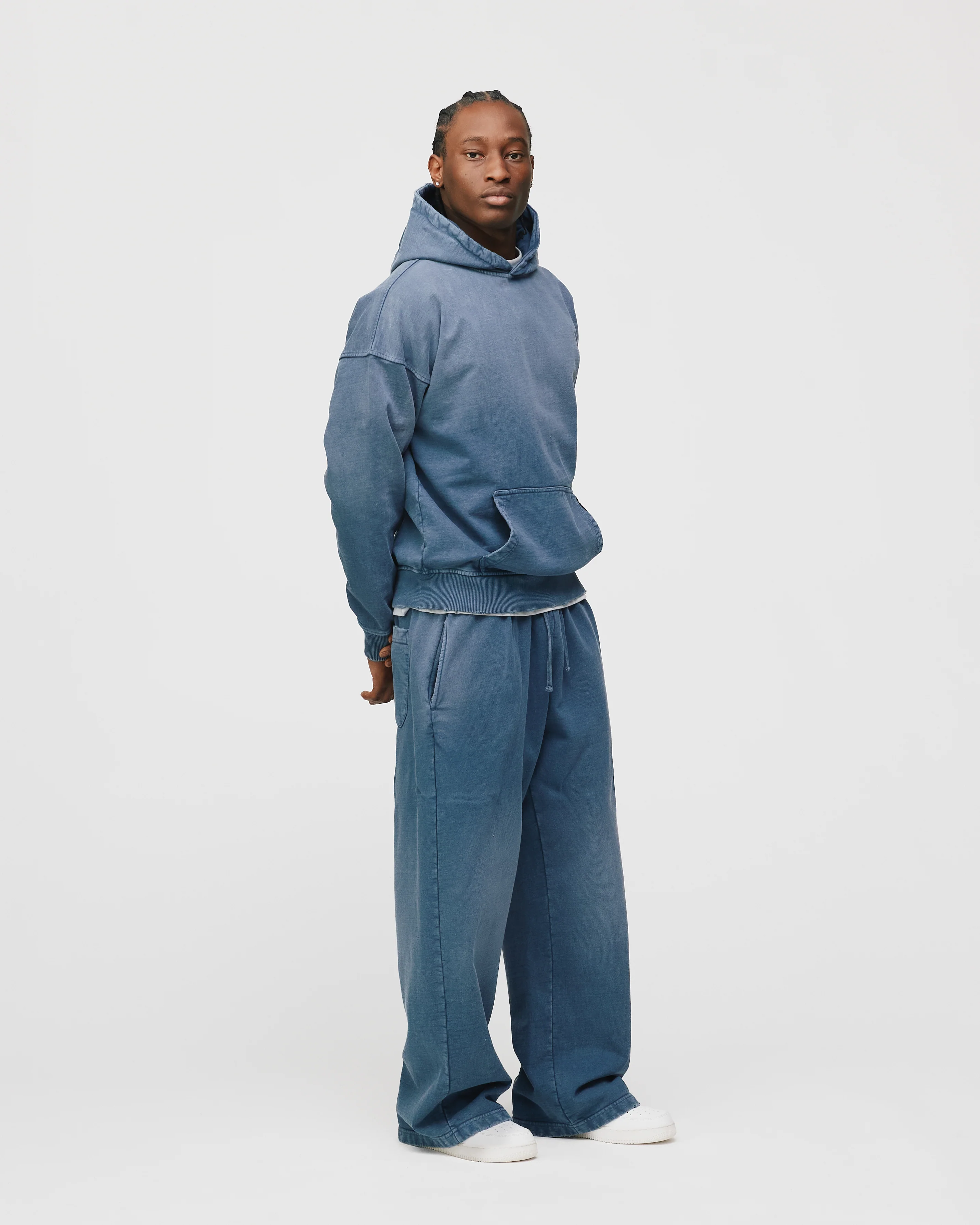 Drop Shoulder Hoodie - Sunfaded Blue - Image 5