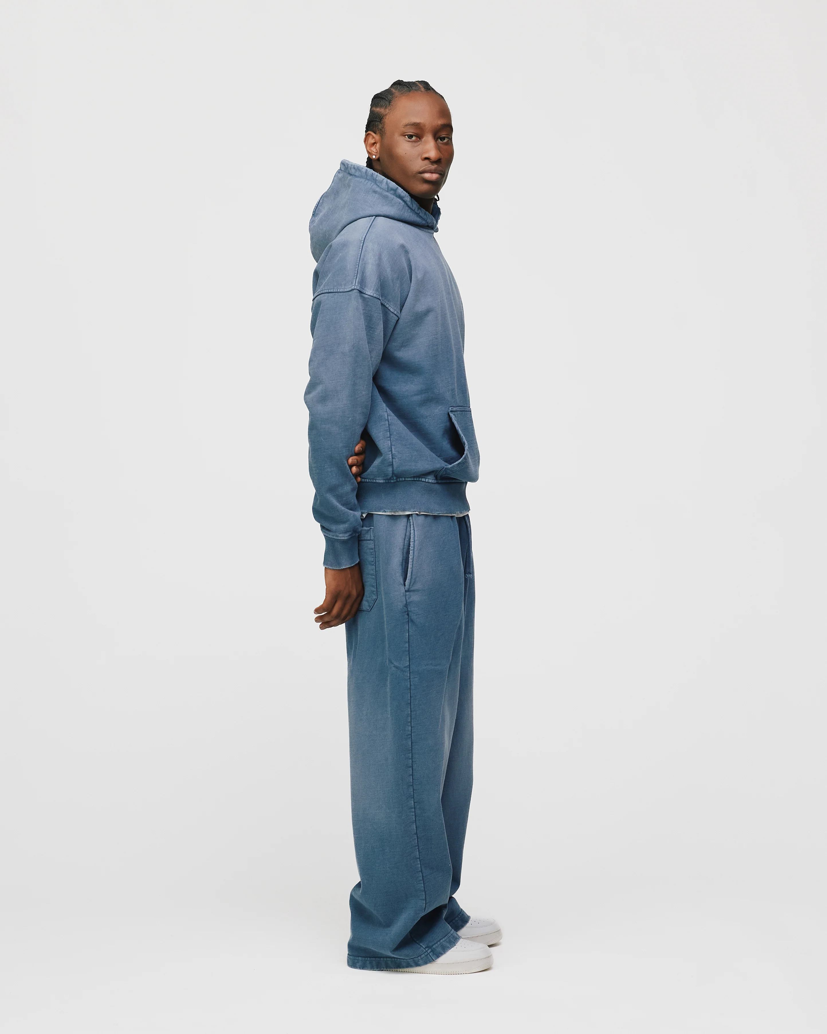 Drop Shoulder Hoodie - Sunfaded Blue - Image 6