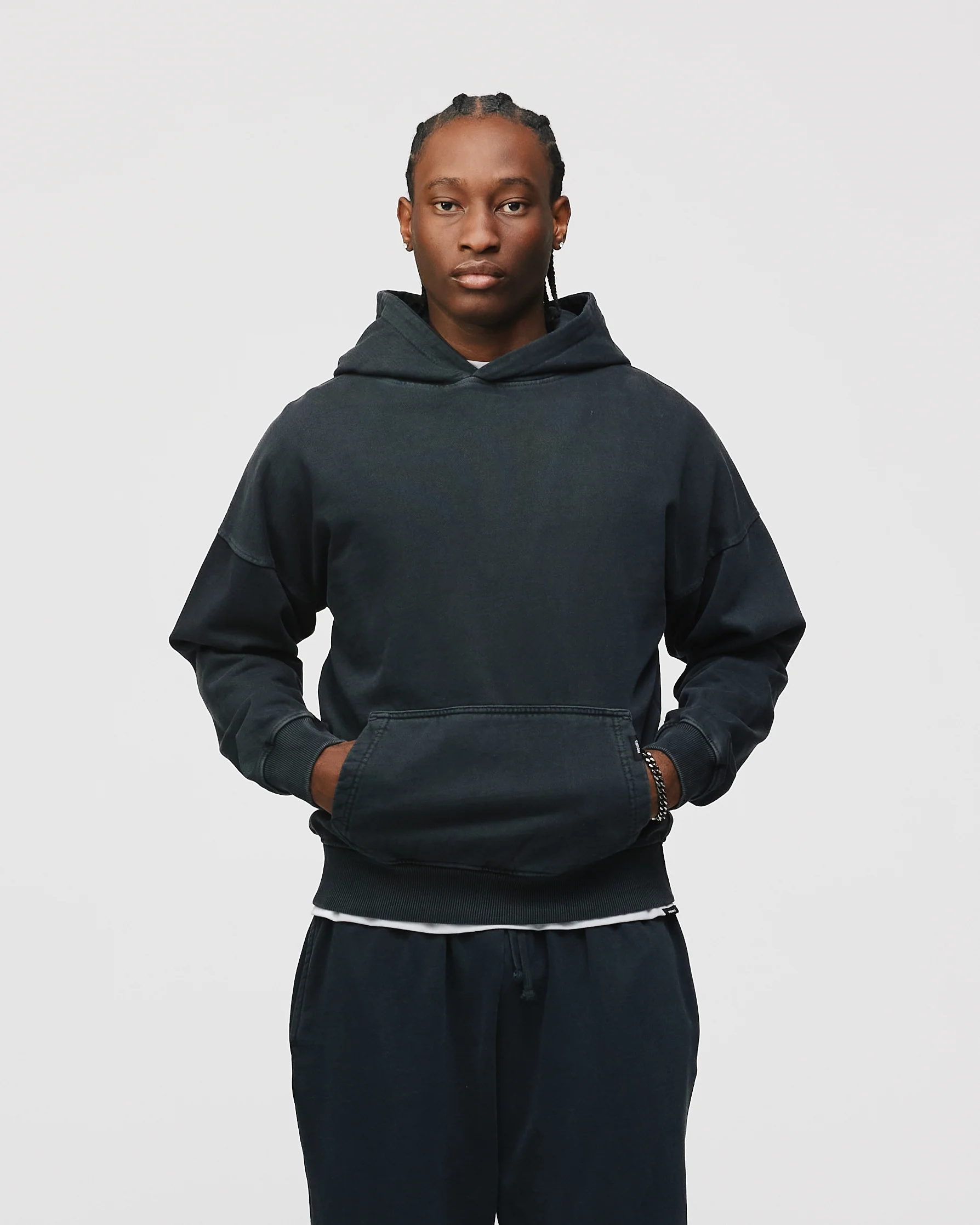Drop Shoulder Hoodie - Vintage Black - Image 3