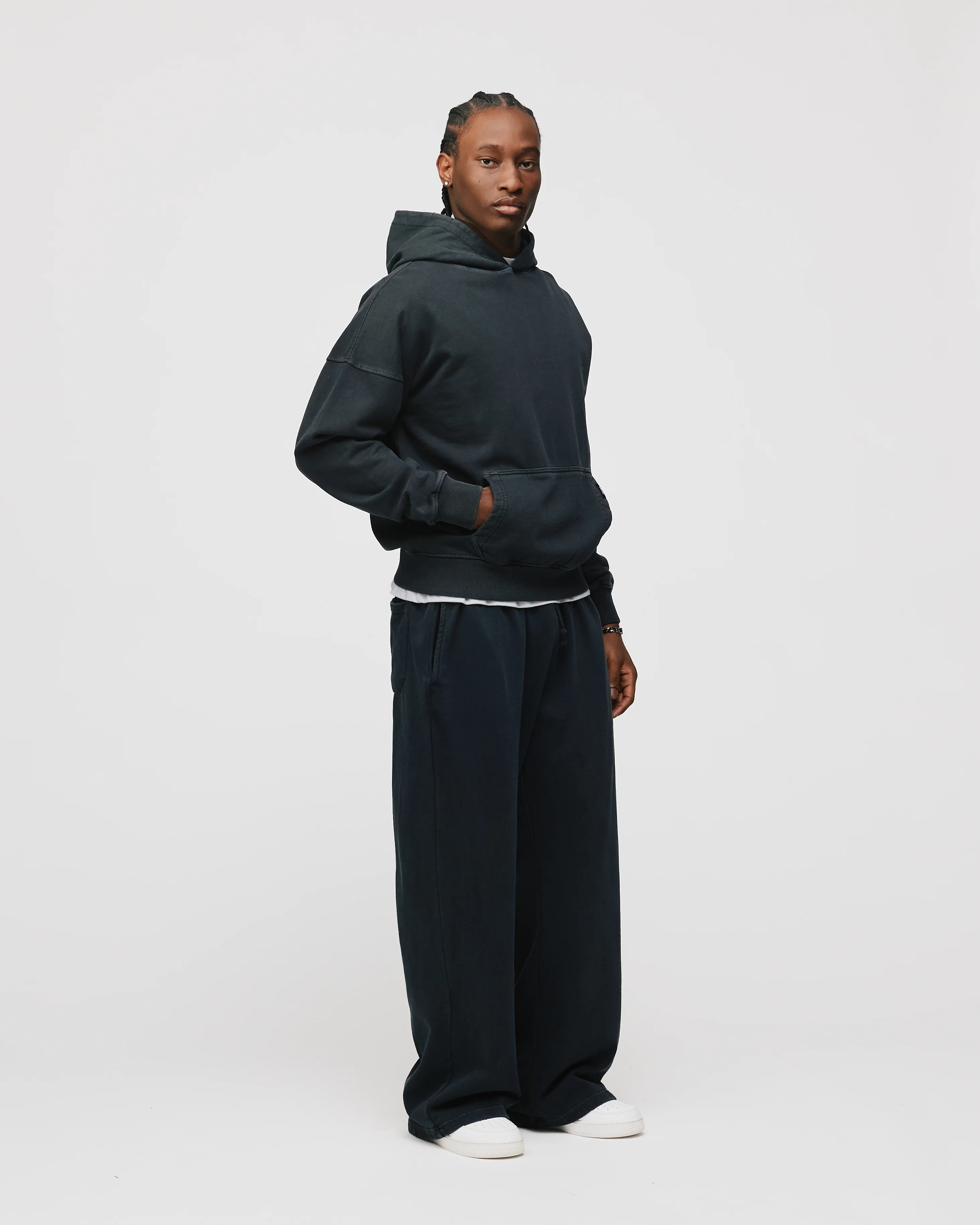 Drop Shoulder Hoodie - Vintage Black - Image 5