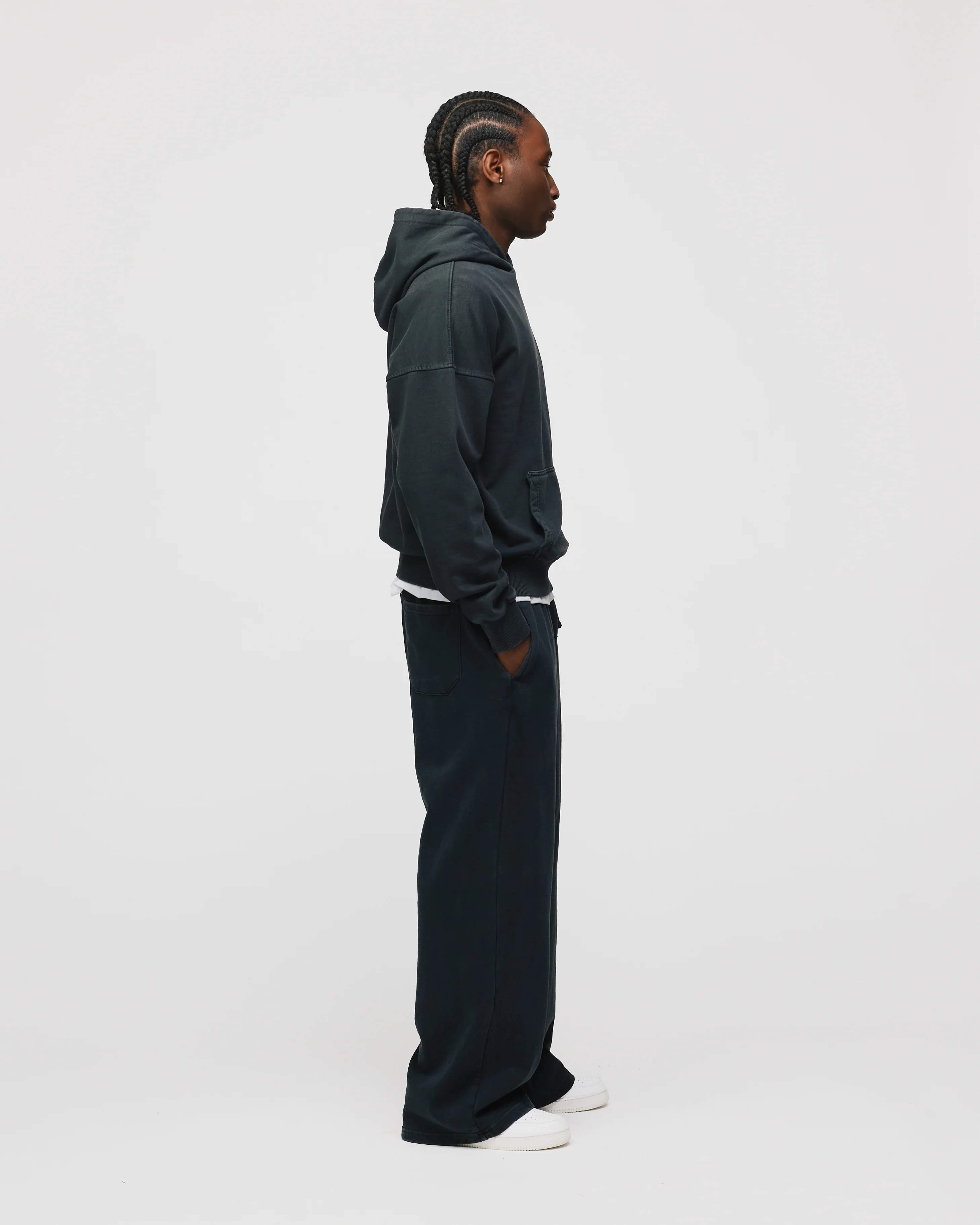 Drop Shoulder Hoodie - Vintage Black - Image 6