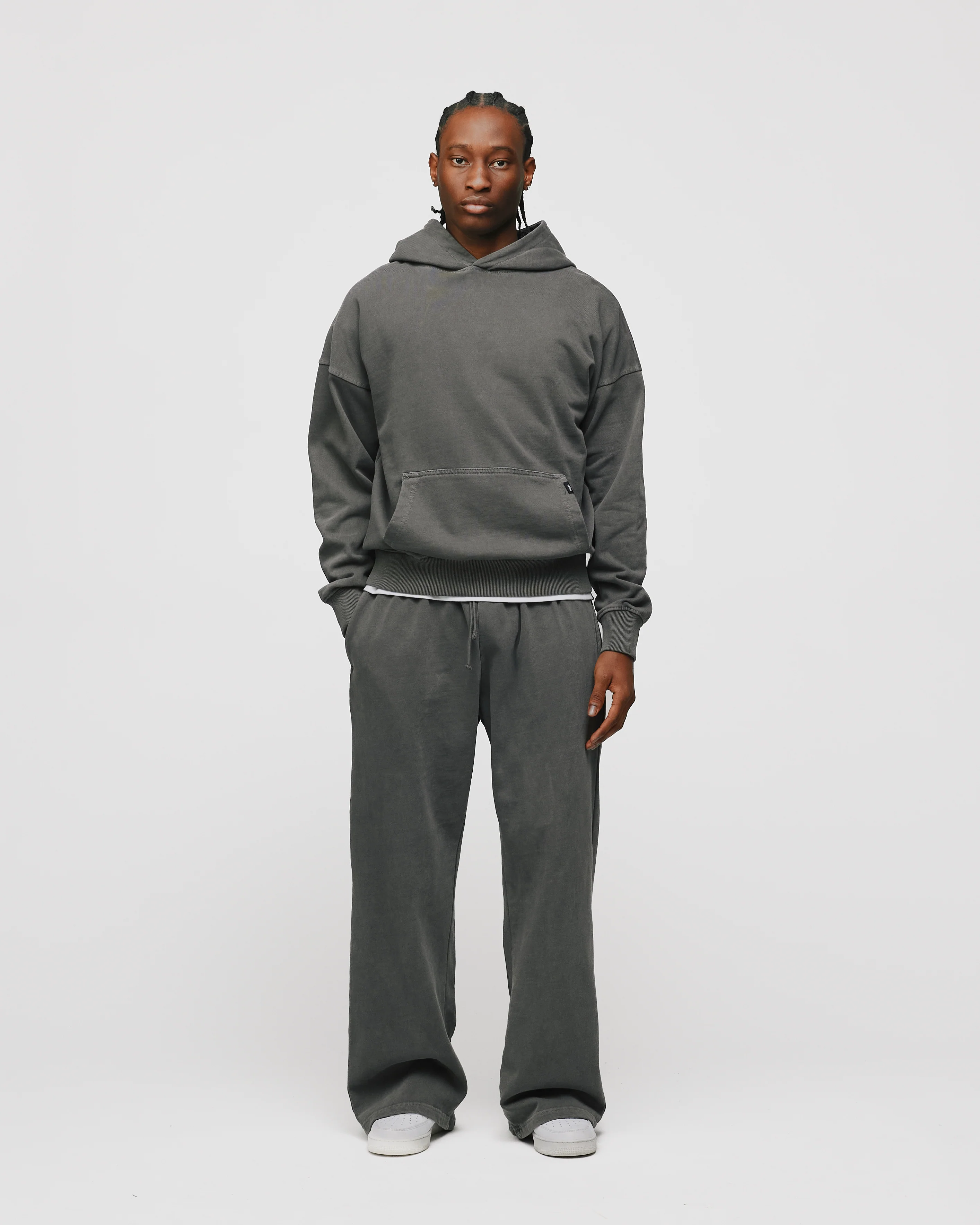 Drop Shoulder Hoodie - Vintage Grey - Image 4