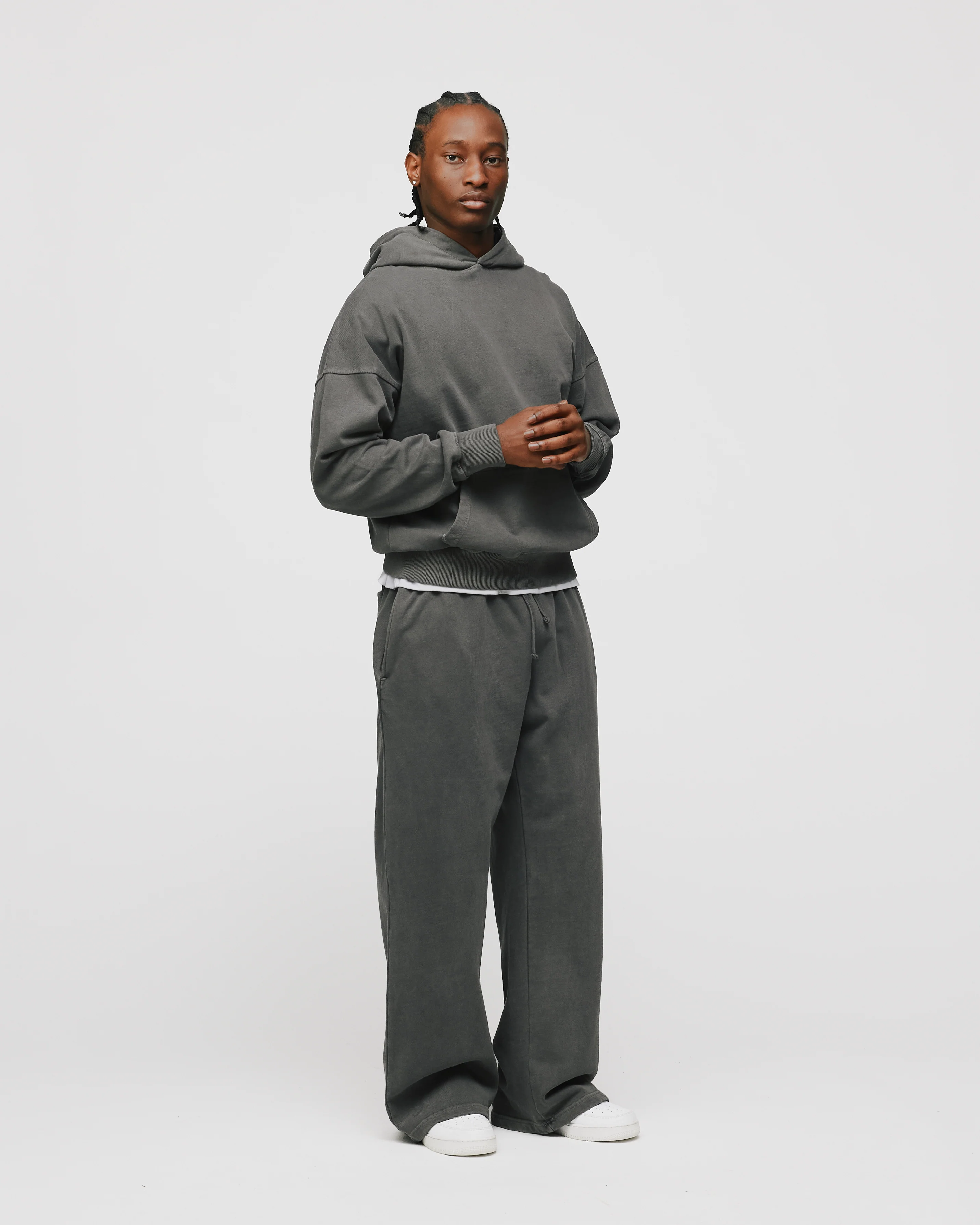 Drop Shoulder Hoodie - Vintage Grey - Image 5