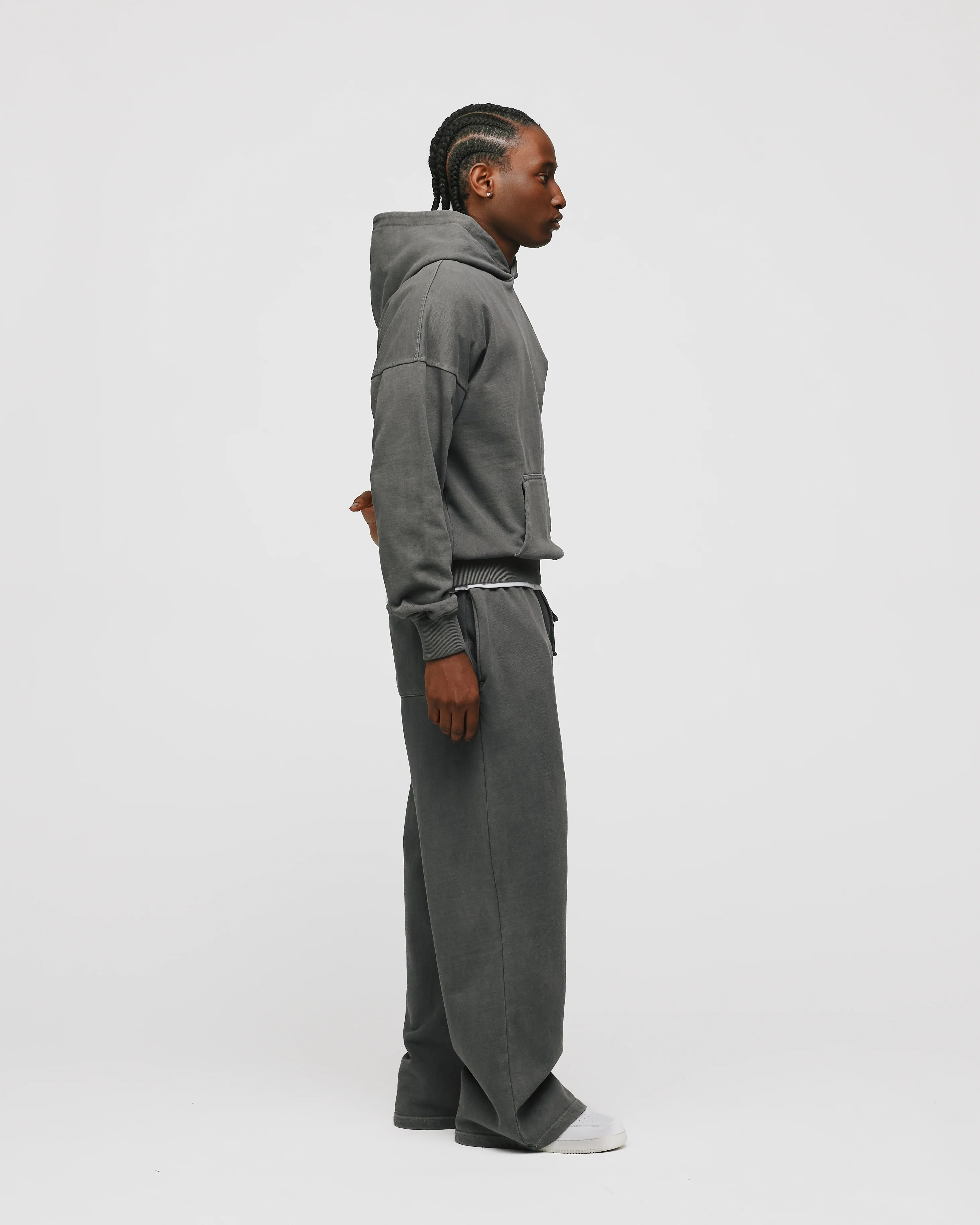 Drop Shoulder Hoodie - Vintage Grey - Image 6