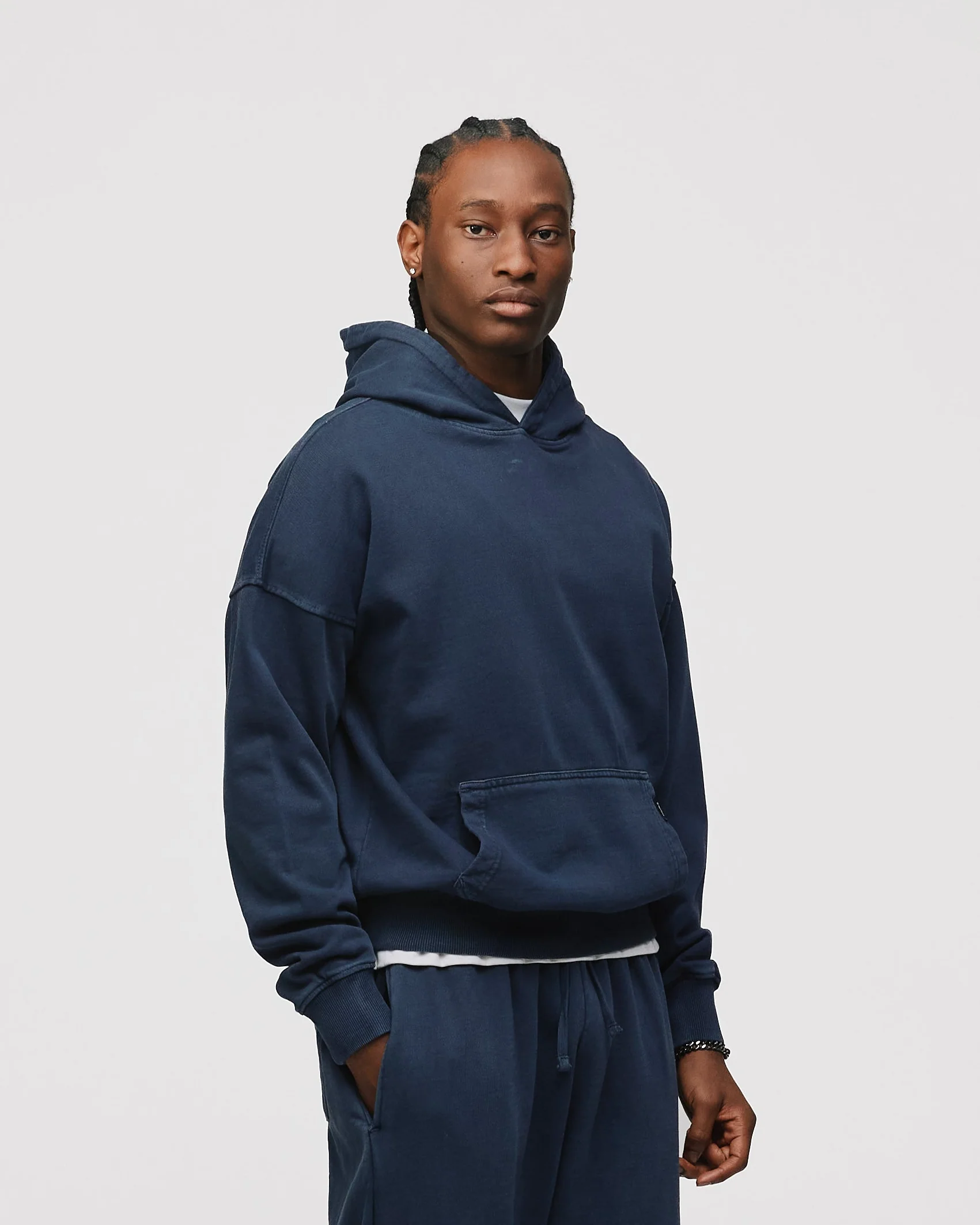 Drop Shoulder Hoodie - Vintage Navy - Image 3