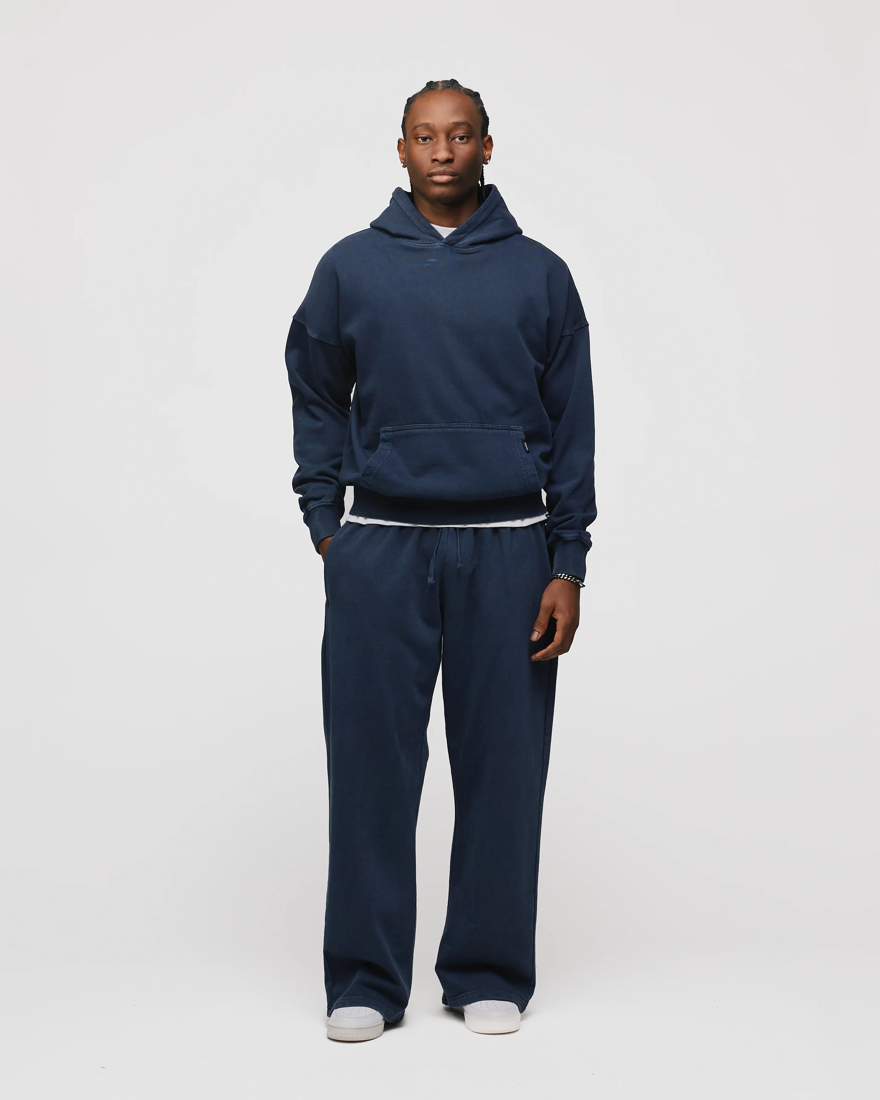 Drop Shoulder Hoodie - Vintage Navy - Image 4