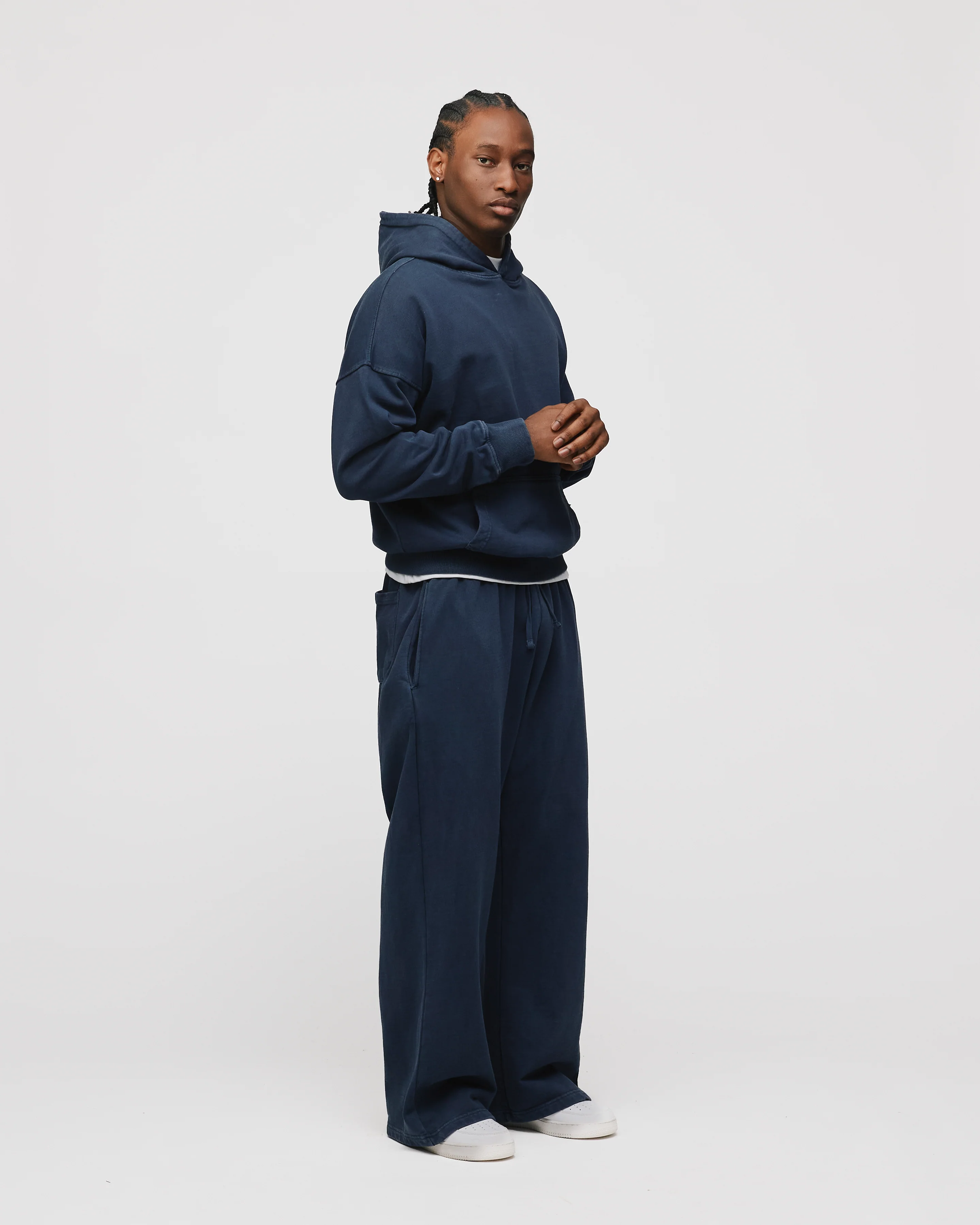 Drop Shoulder Hoodie - Vintage Navy - Image 5