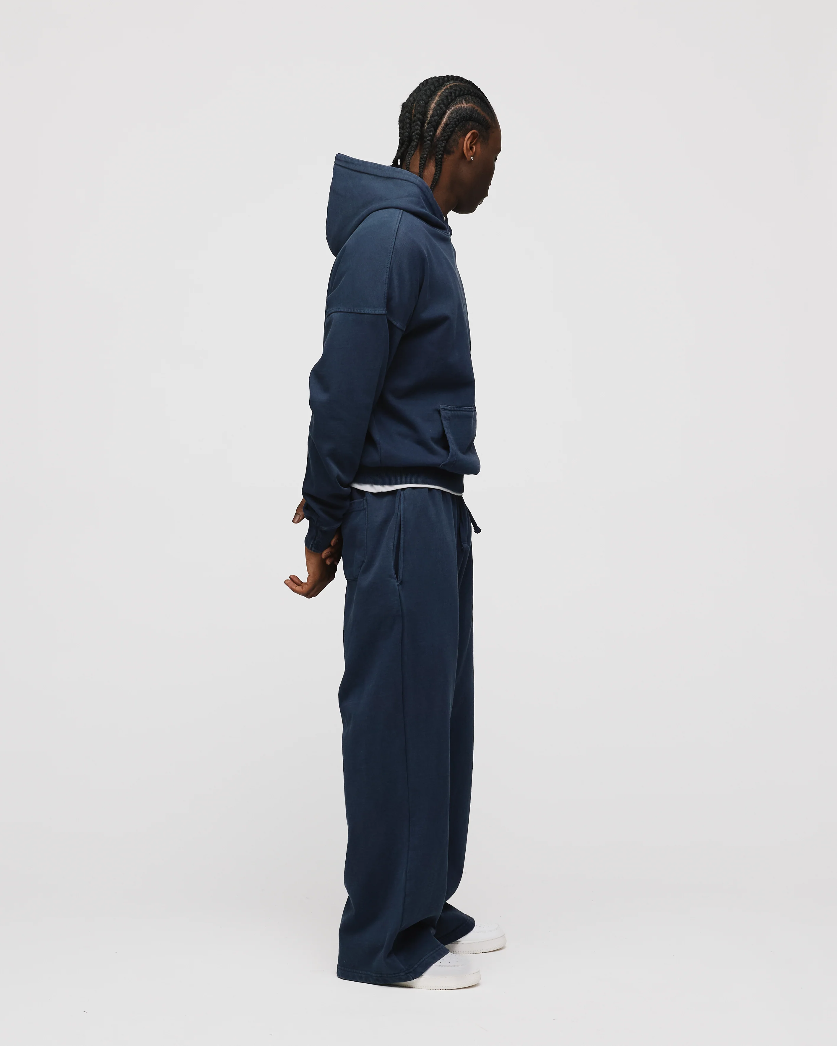 Drop Shoulder Hoodie - Vintage Navy - Image 6