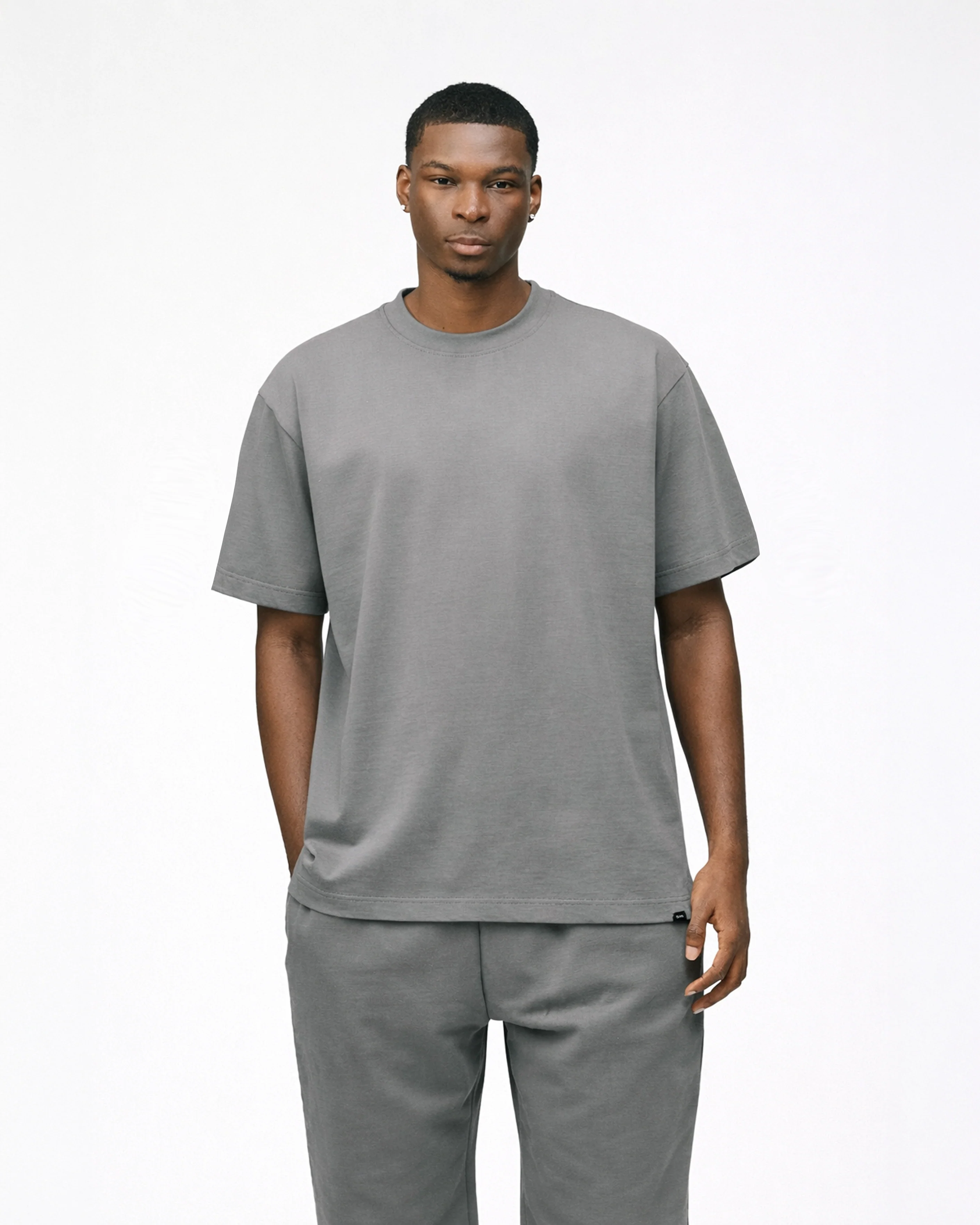 Drop Shoulder T-Shirt - Charcoal - Image 3