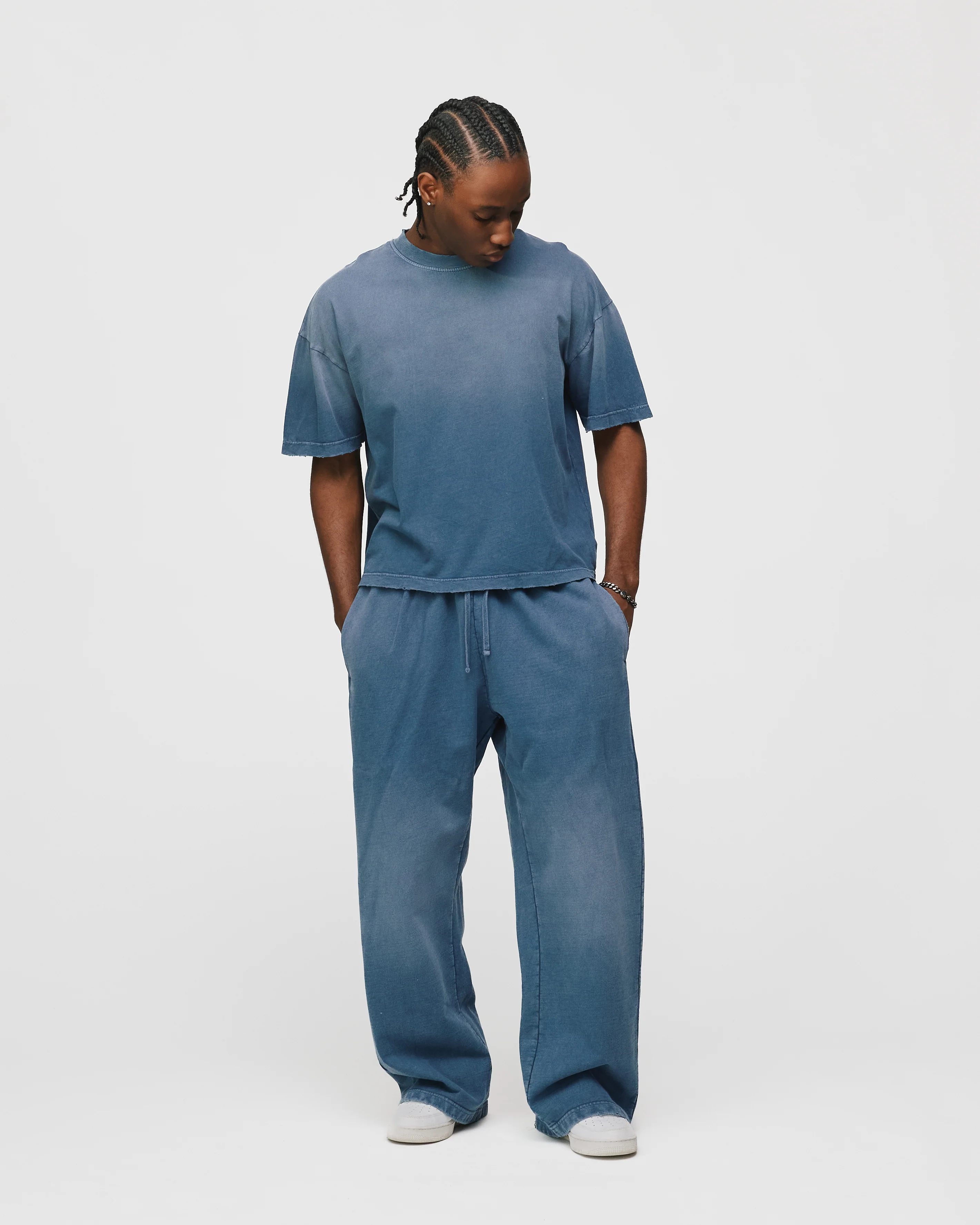 Drop Shoulder T-Shirt - Sunfaded Blue - Image 4