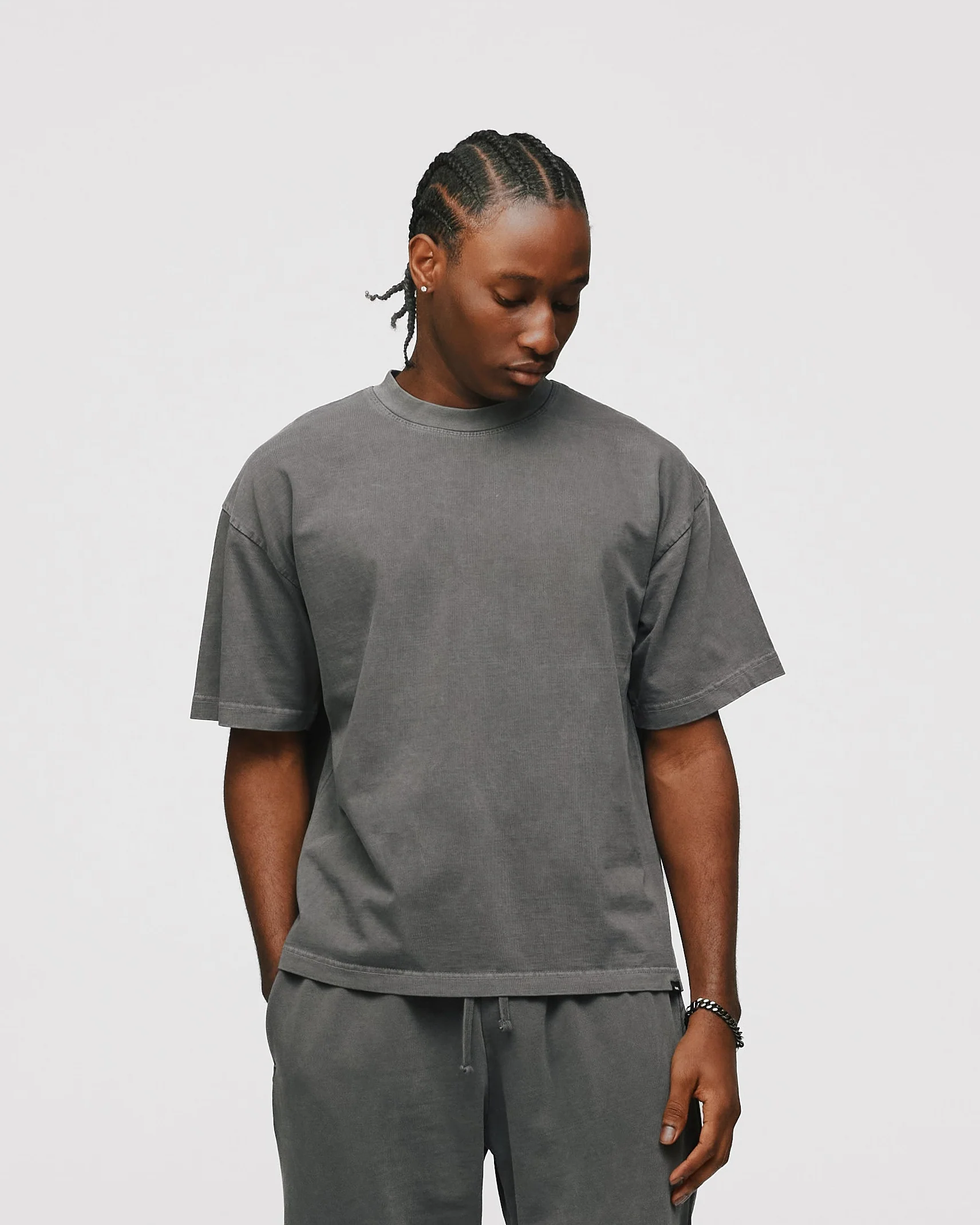 Drop Shoulder T-Shirt - Vintage Grey - Image 3
