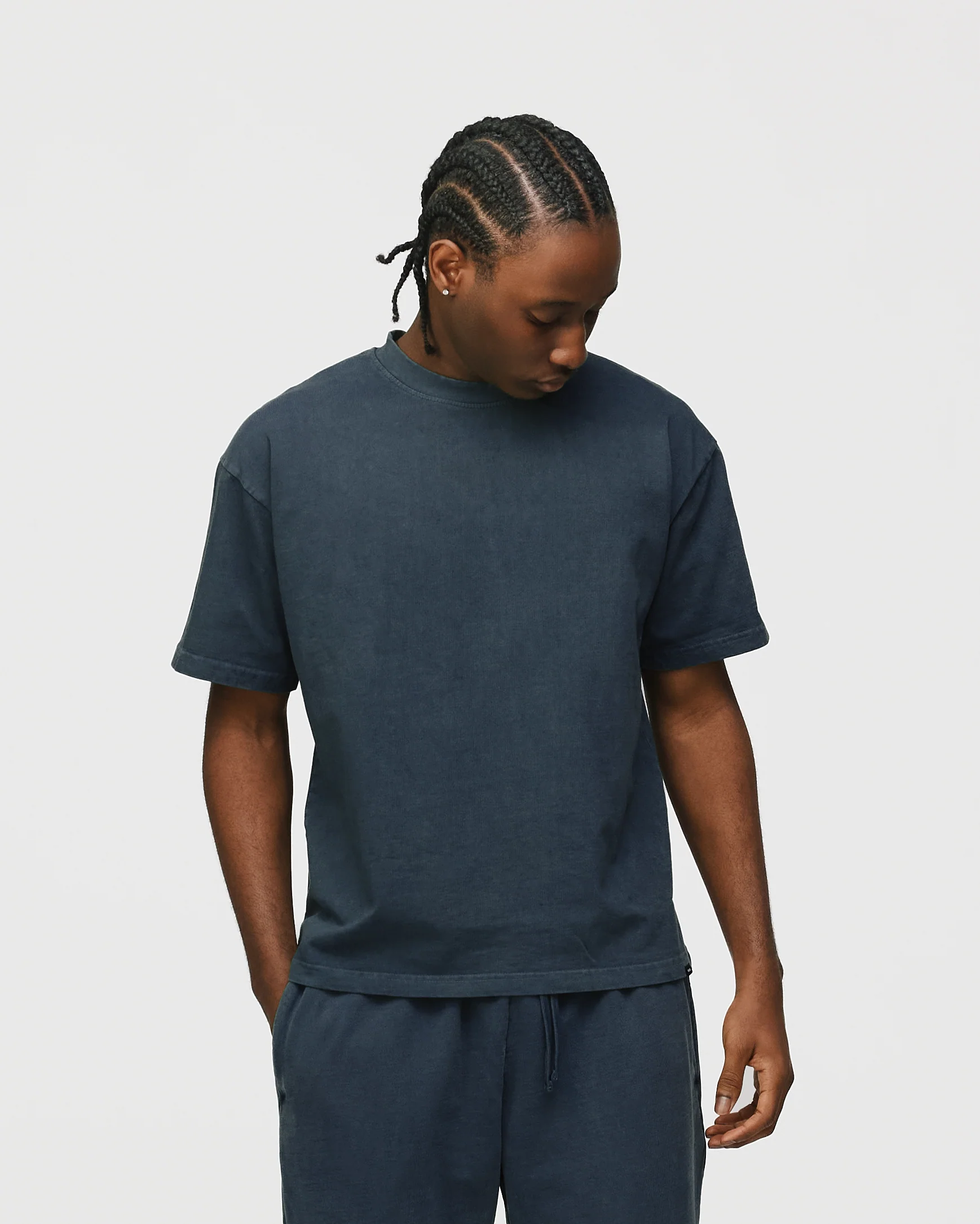 Drop Shoulder T-Shirt - Vintage Navy - Image 3