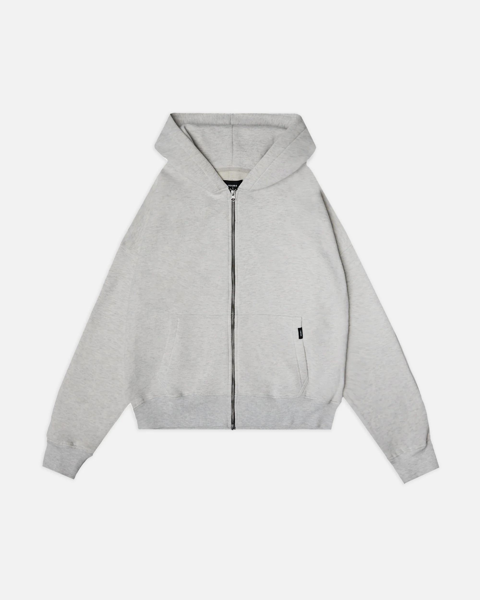 Drop Shoulder Zip Hoodie - Ash