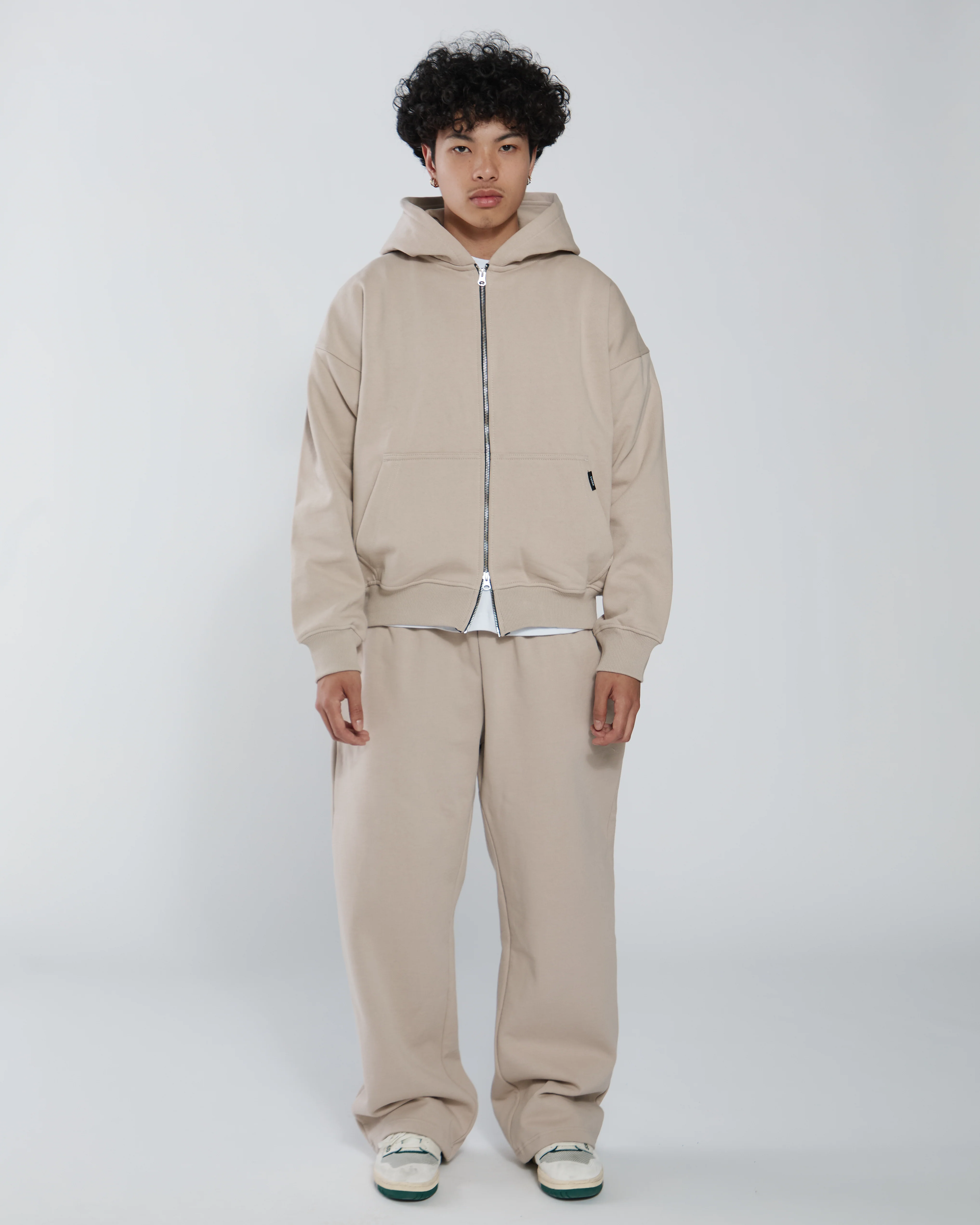 Drop Shoulder Zip Hoodie - Desert - Image 2