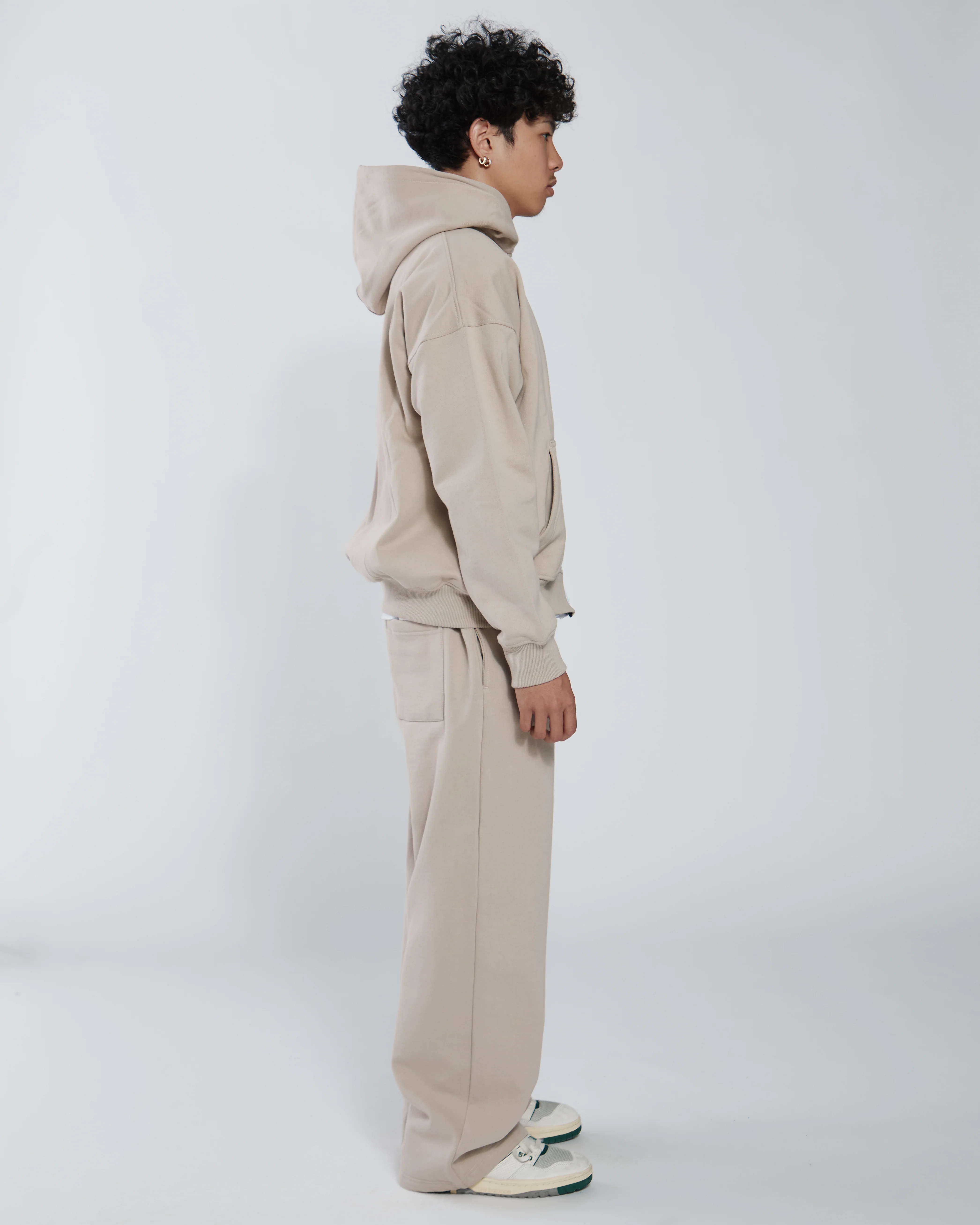 Drop Shoulder Zip Hoodie - Desert - Image 4