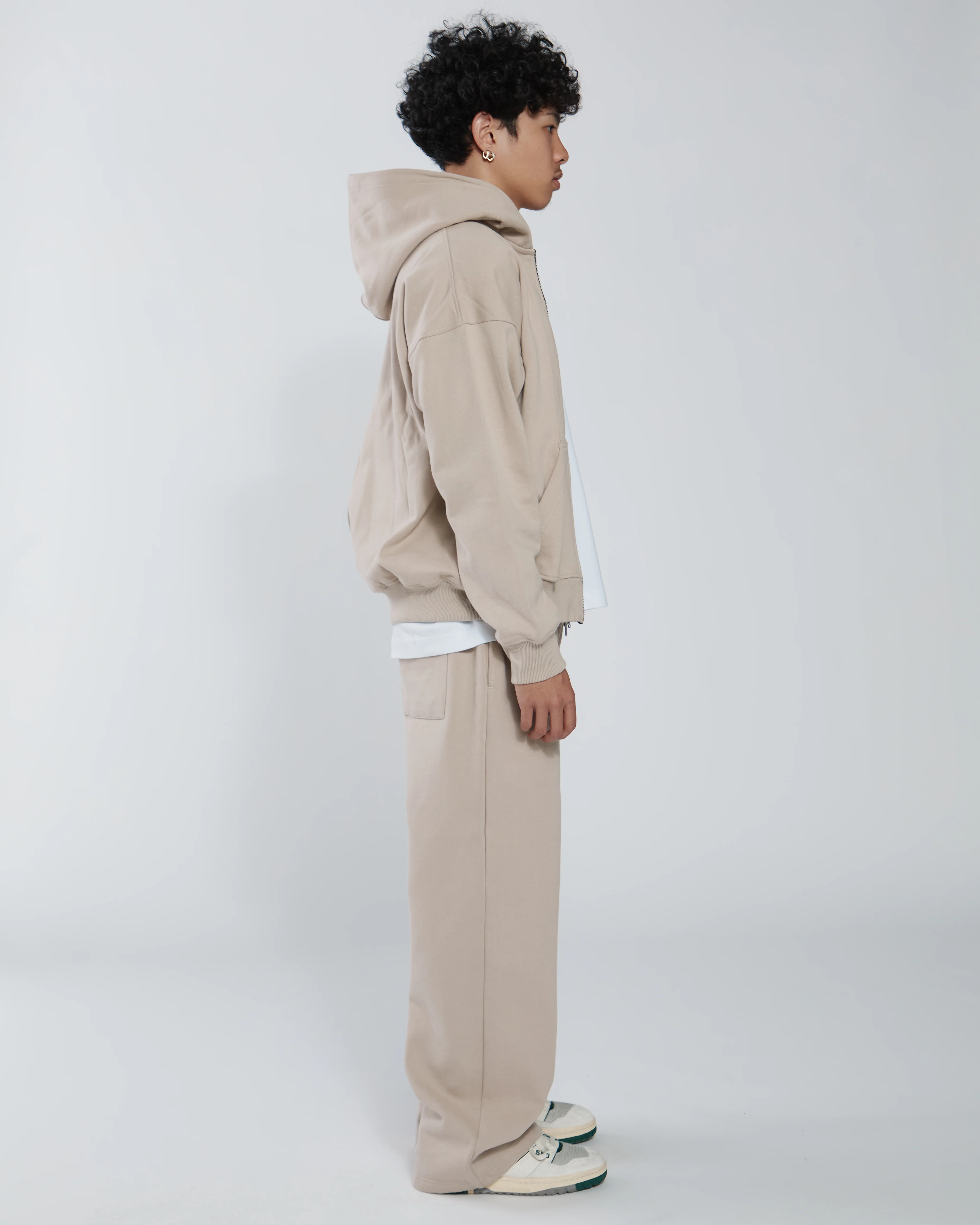 Drop Shoulder Zip Hoodie - Desert - Image 6