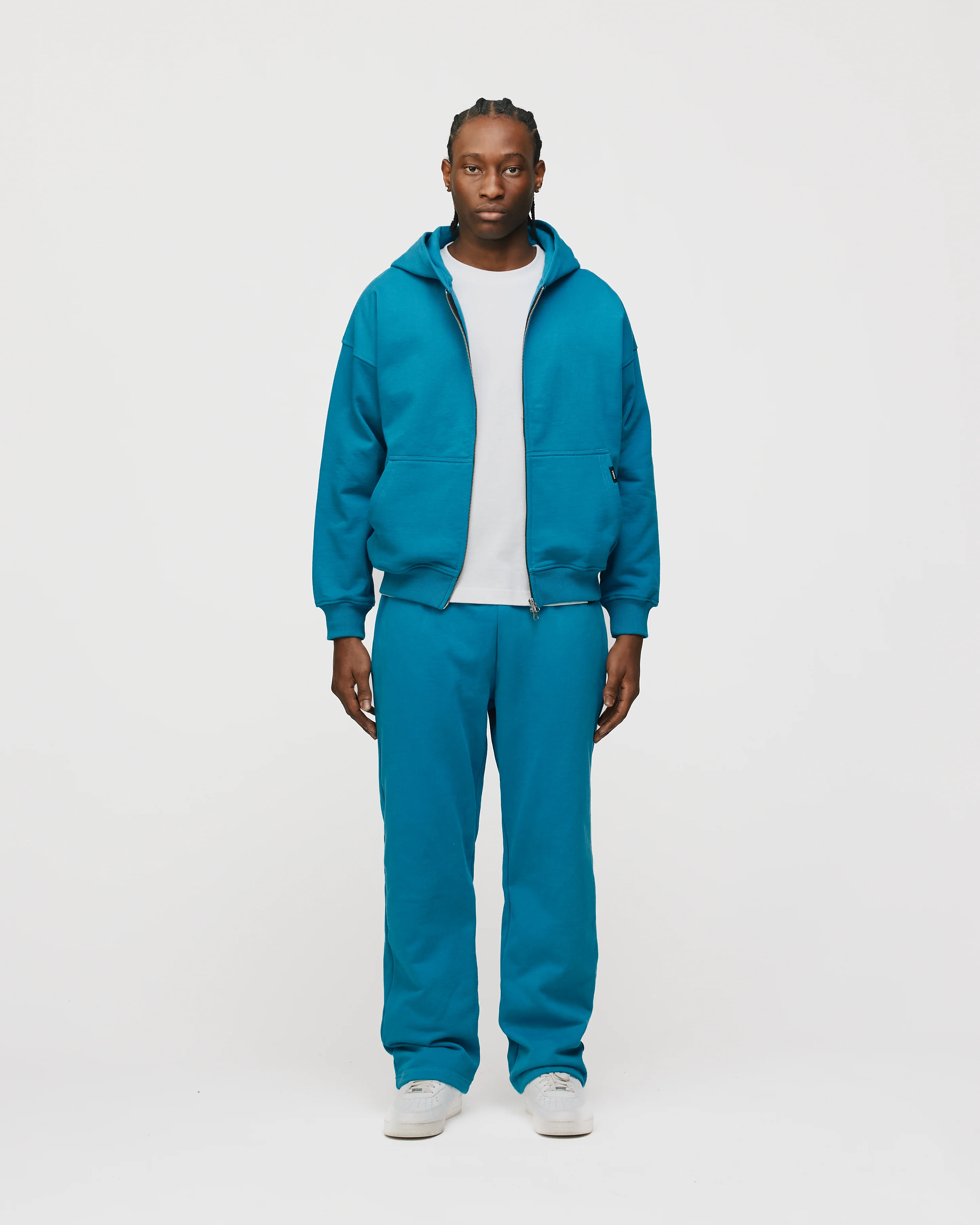 Drop Shoulder Zip Hoodie - Laguna - Image 2