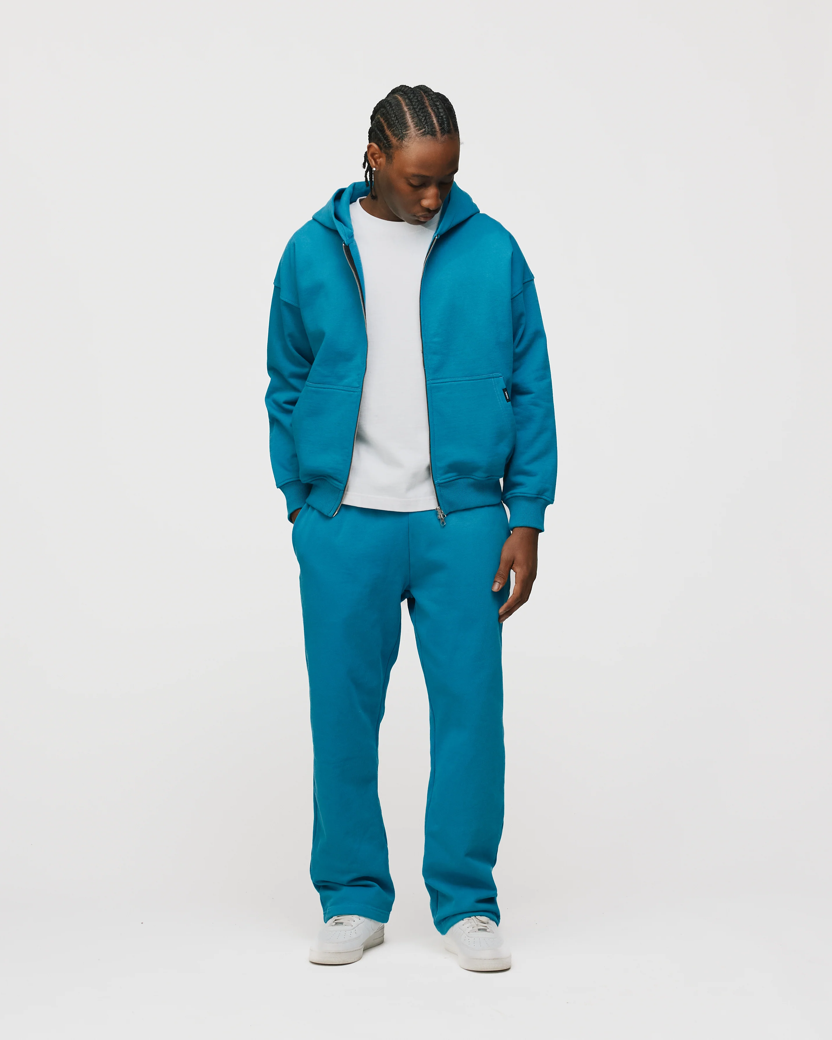 Drop Shoulder Zip Hoodie - Laguna - Image 4