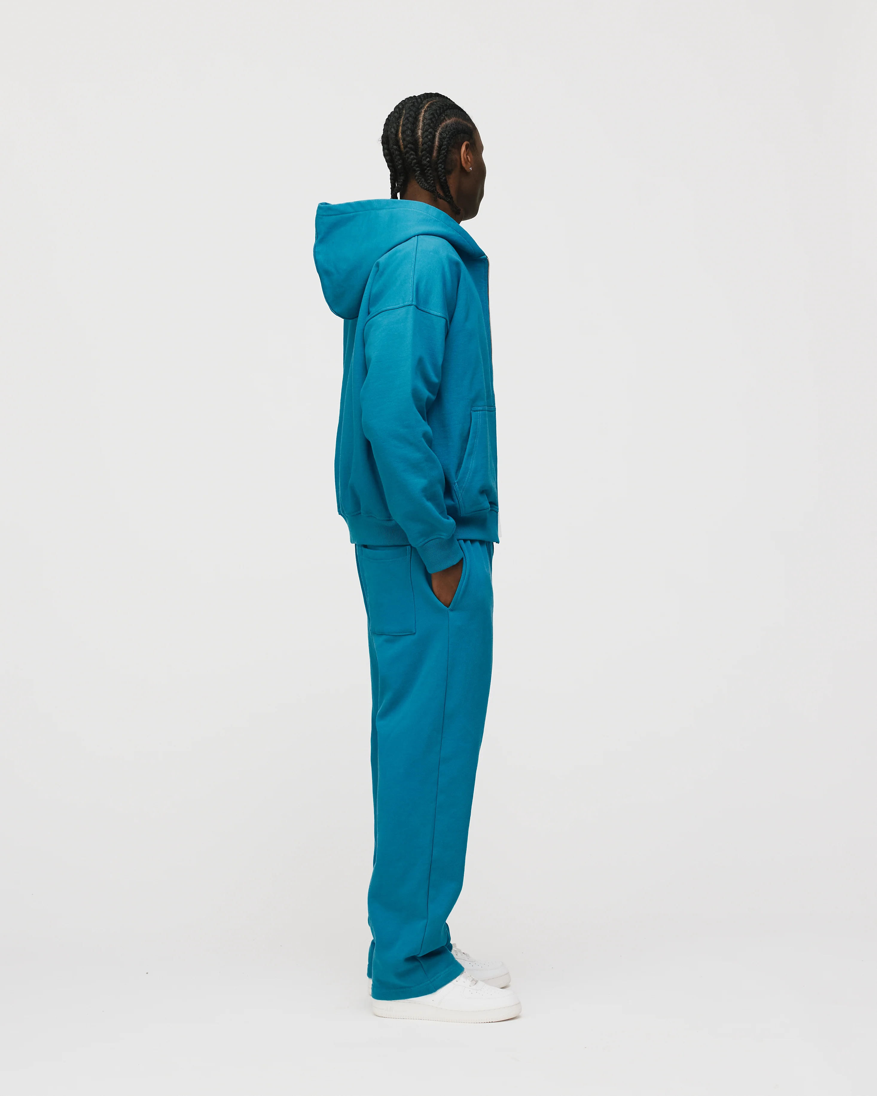 Drop Shoulder Zip Hoodie - Laguna - Image 6