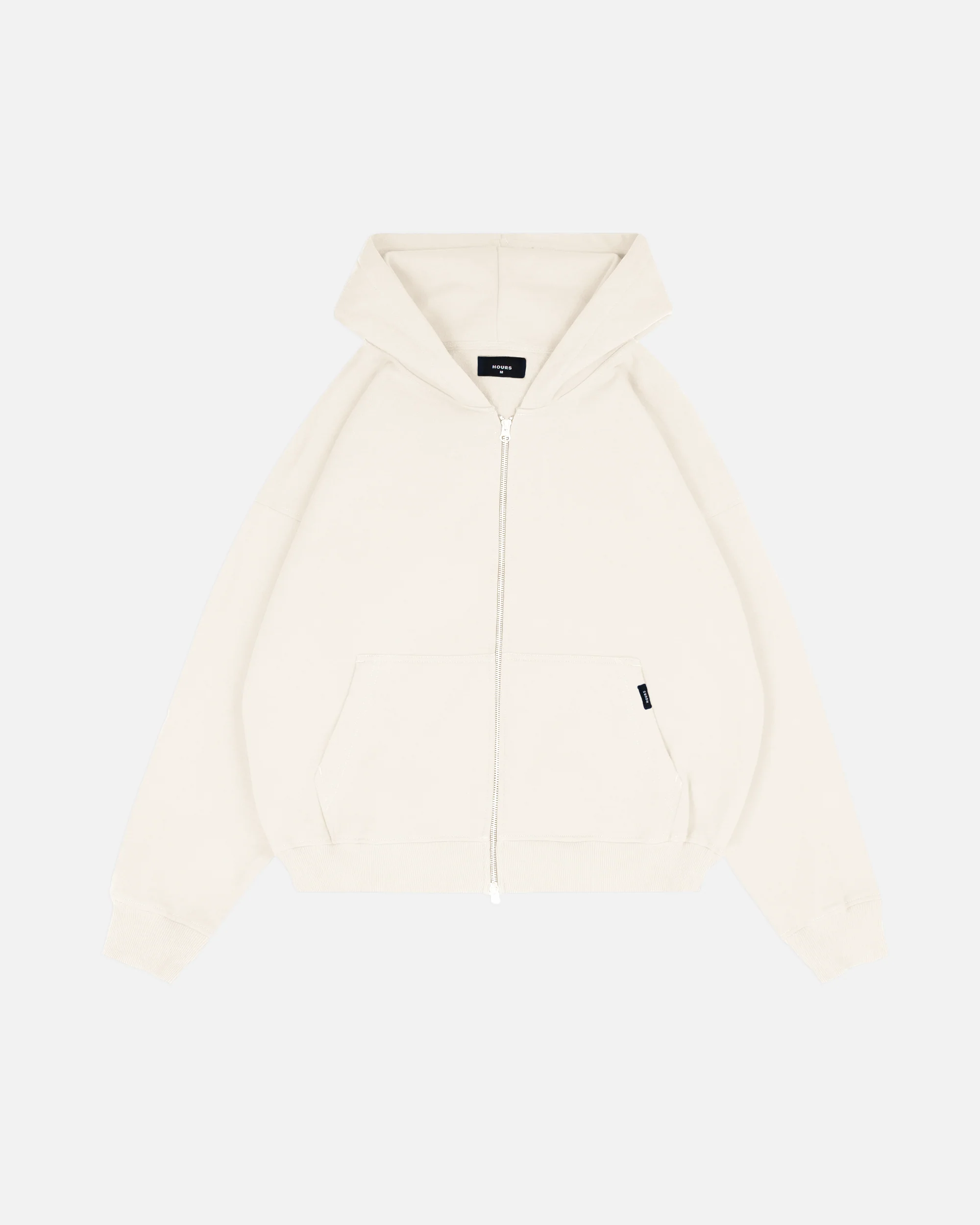 Drop Shoulder Zip Hoodie - Oyster
