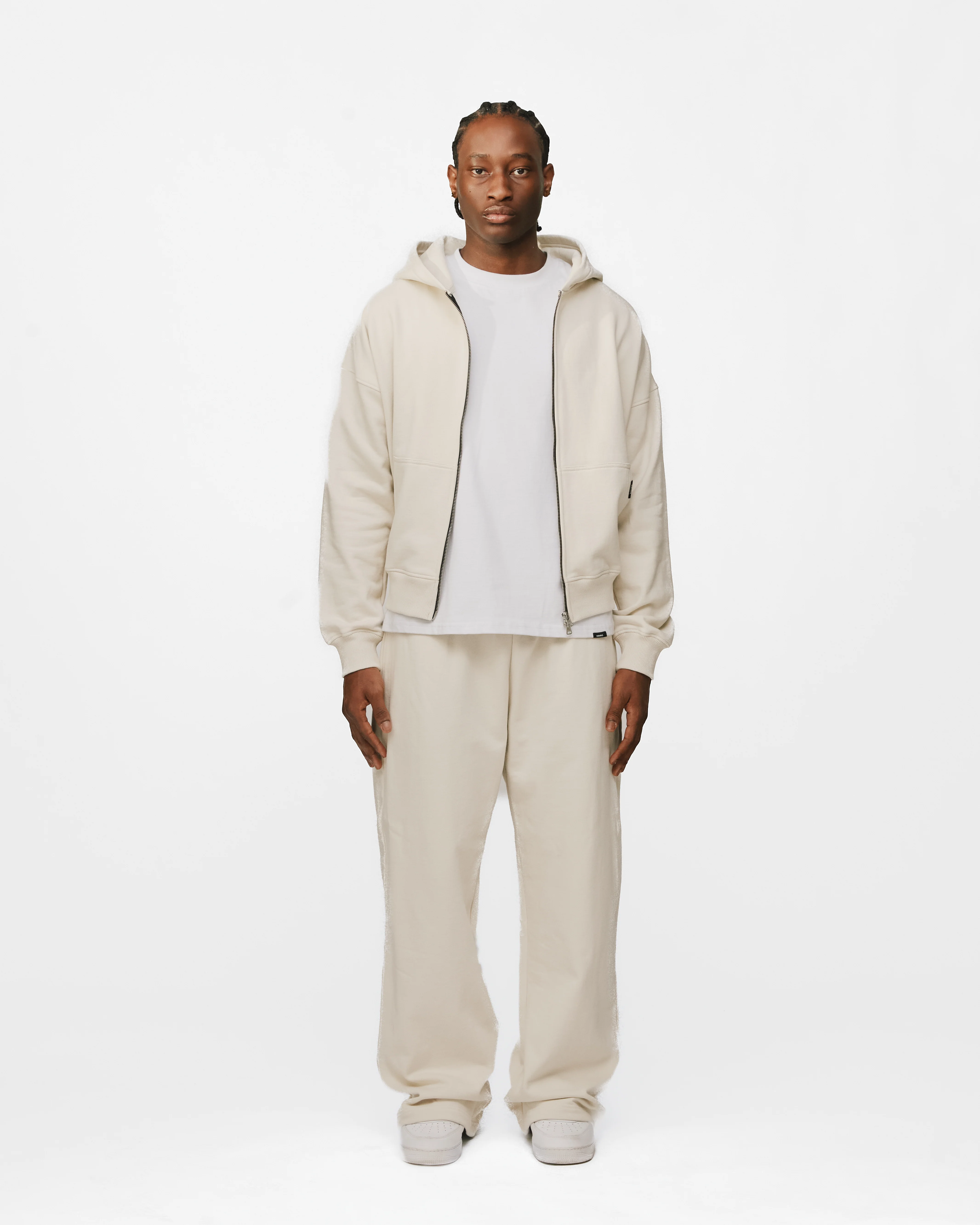 Drop Shoulder Zip Hoodie - Oyster - Image 2