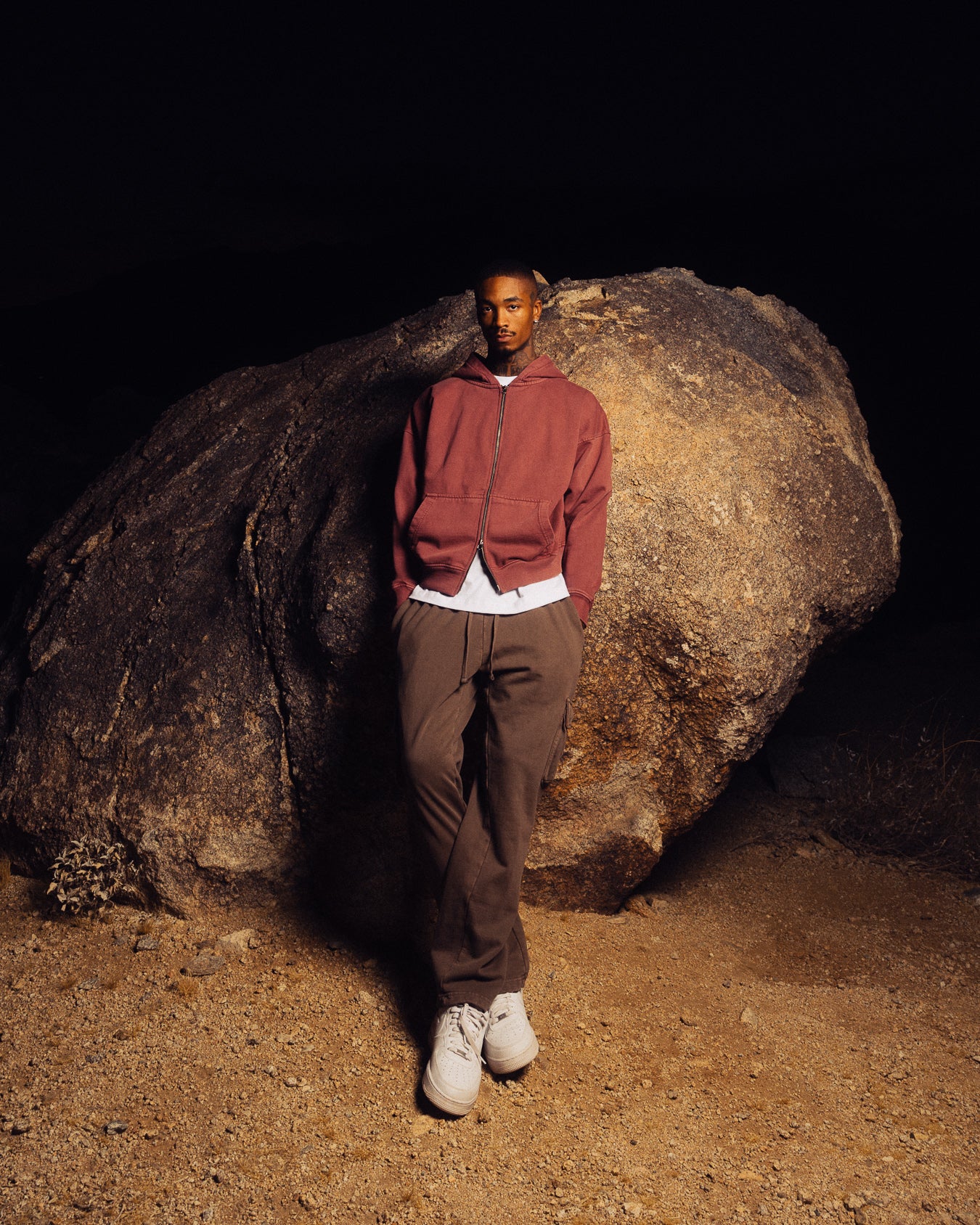 Drop Shoulder Zip Hoodie - Vintage Burgundy - Image 8