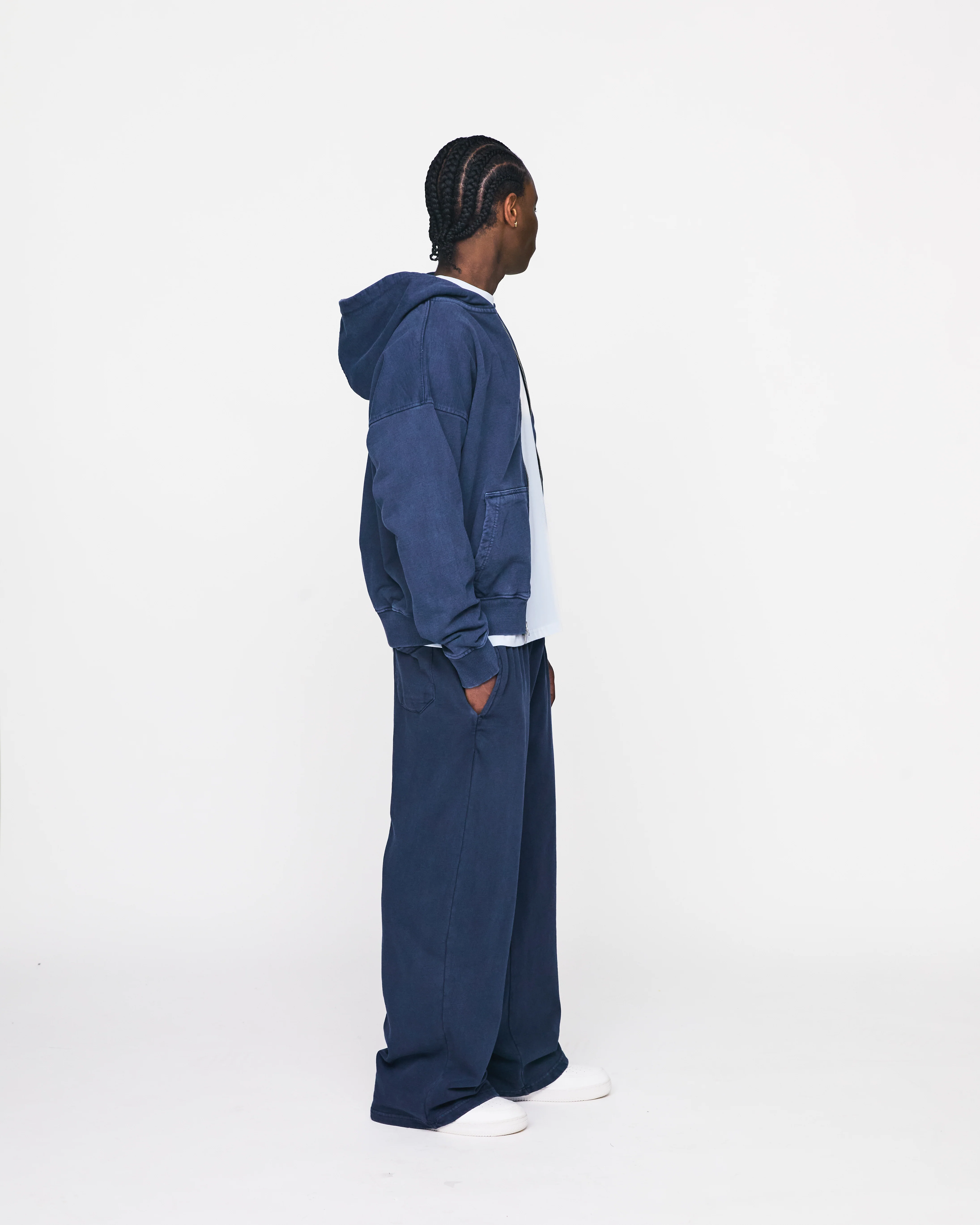 Drop Shoulder Zip Hoodie - Vintage Navy - Image 5