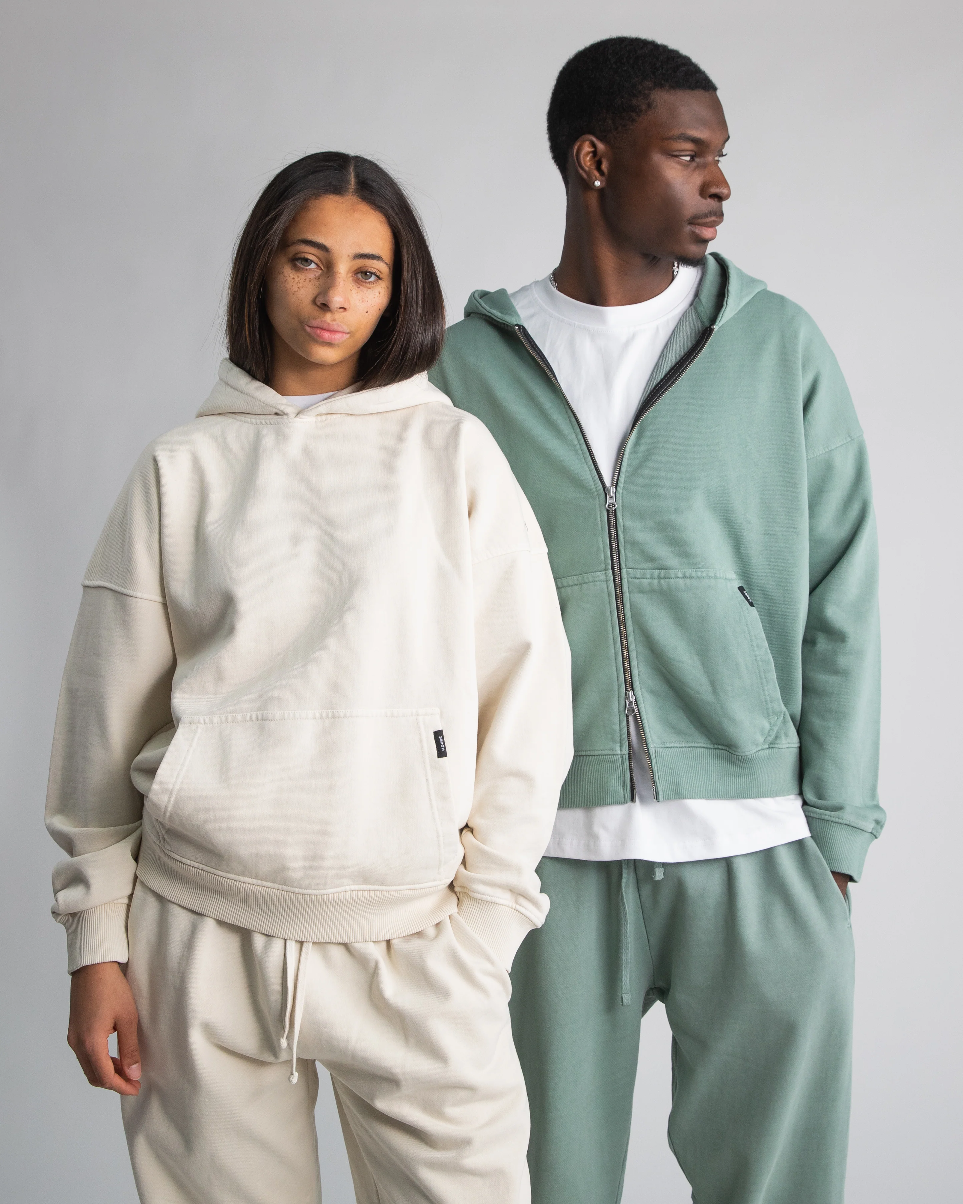 Drop Shoulder Zip Hoodie - Vintage Sage - Image 7