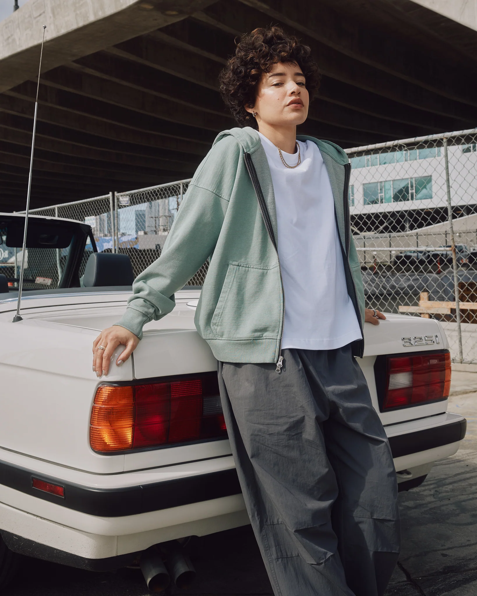 Drop Shoulder Zip Hoodie - Vintage Sage - Image 8