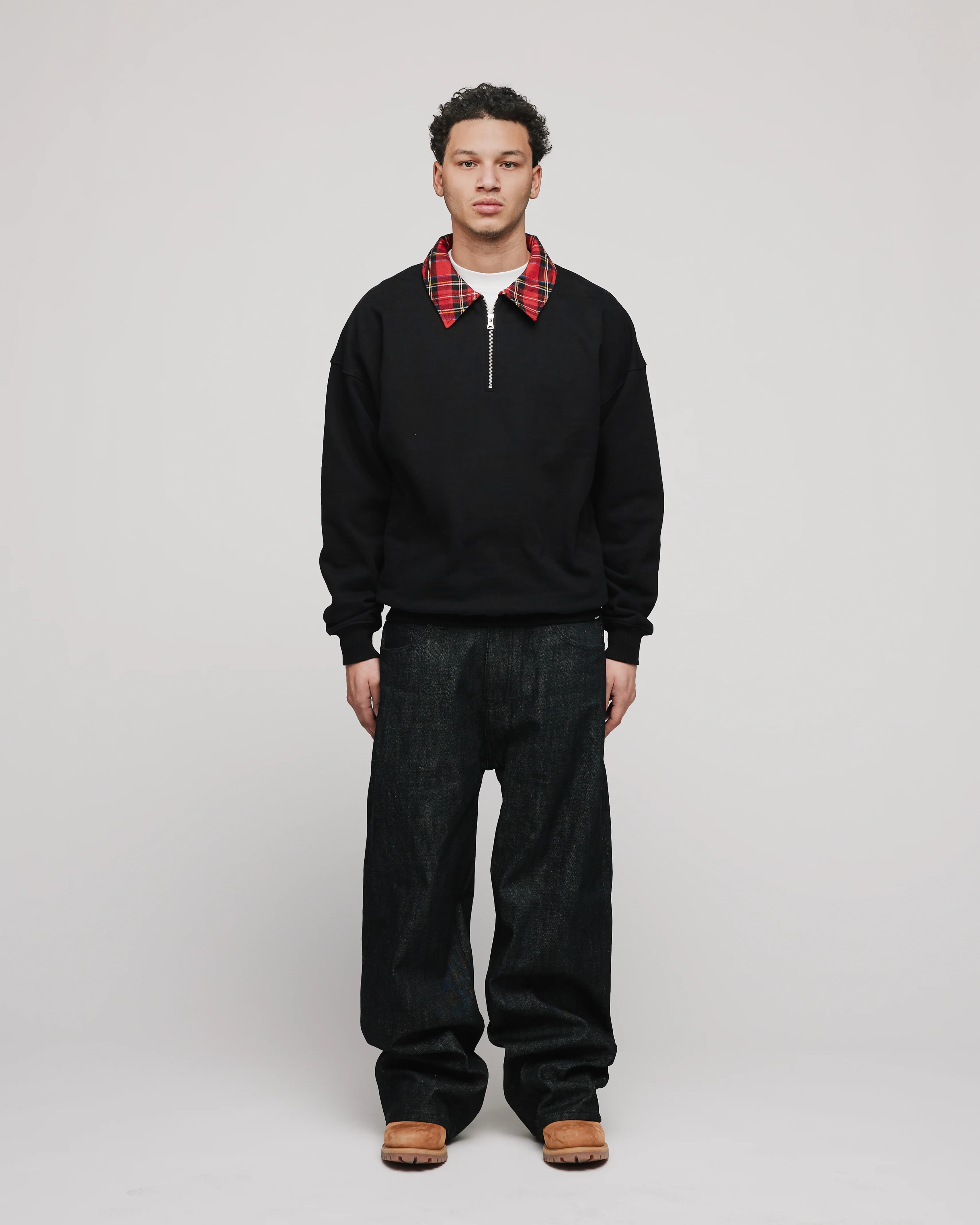 Flannel 1/4 Zip - Black - Image 2