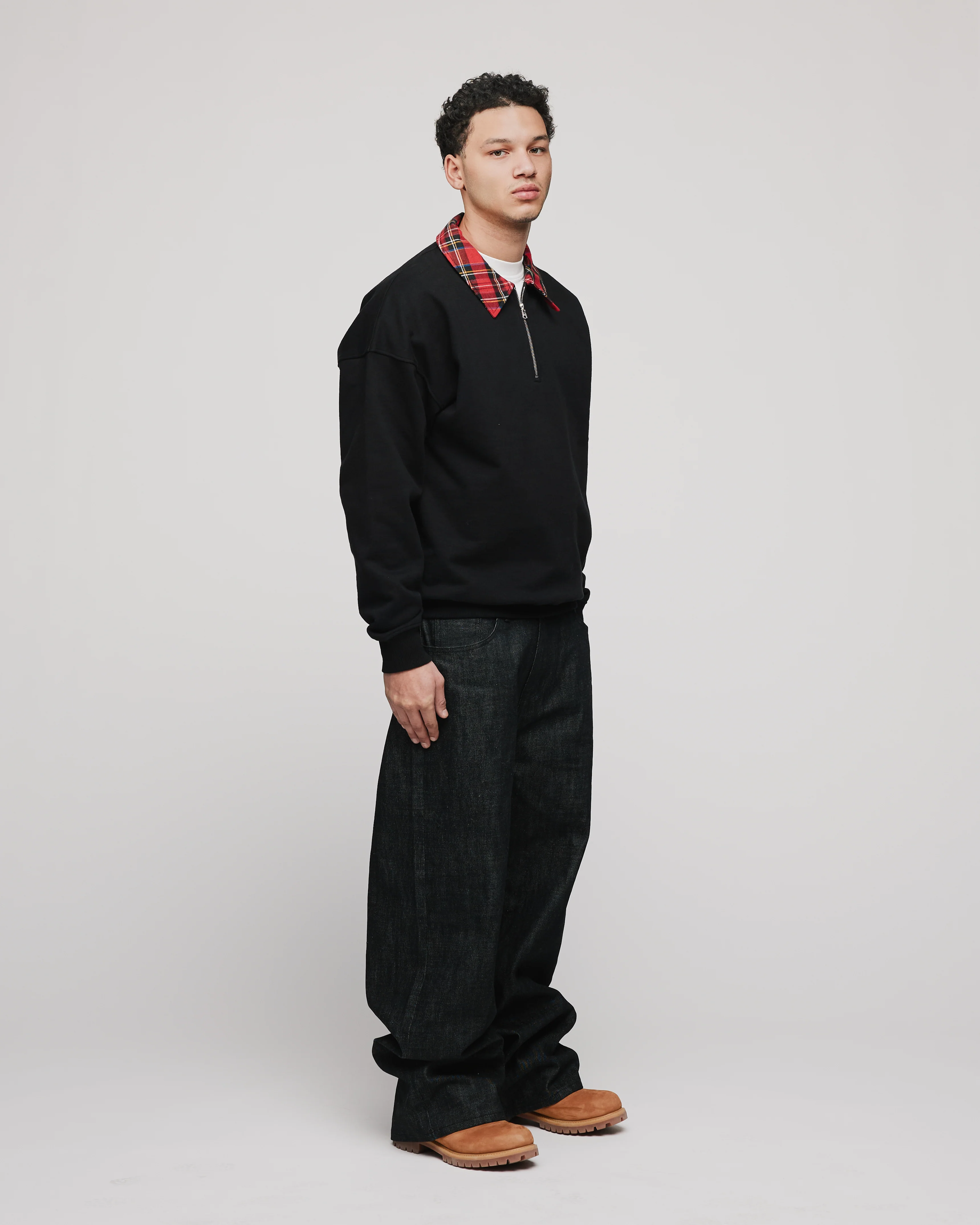 Flannel 1/4 Zip - Black - Image 3