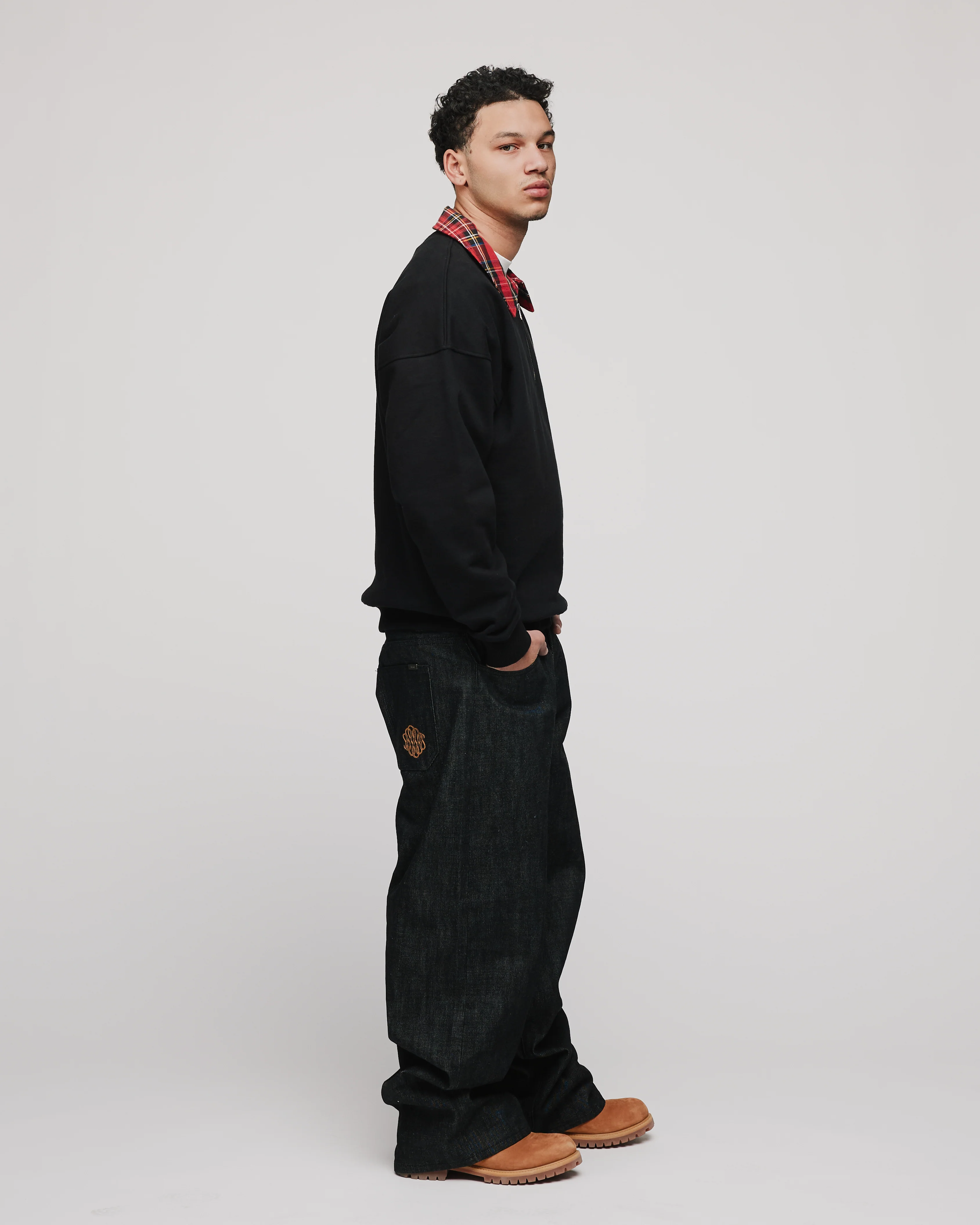 Flannel 1/4 Zip - Black - Image 6