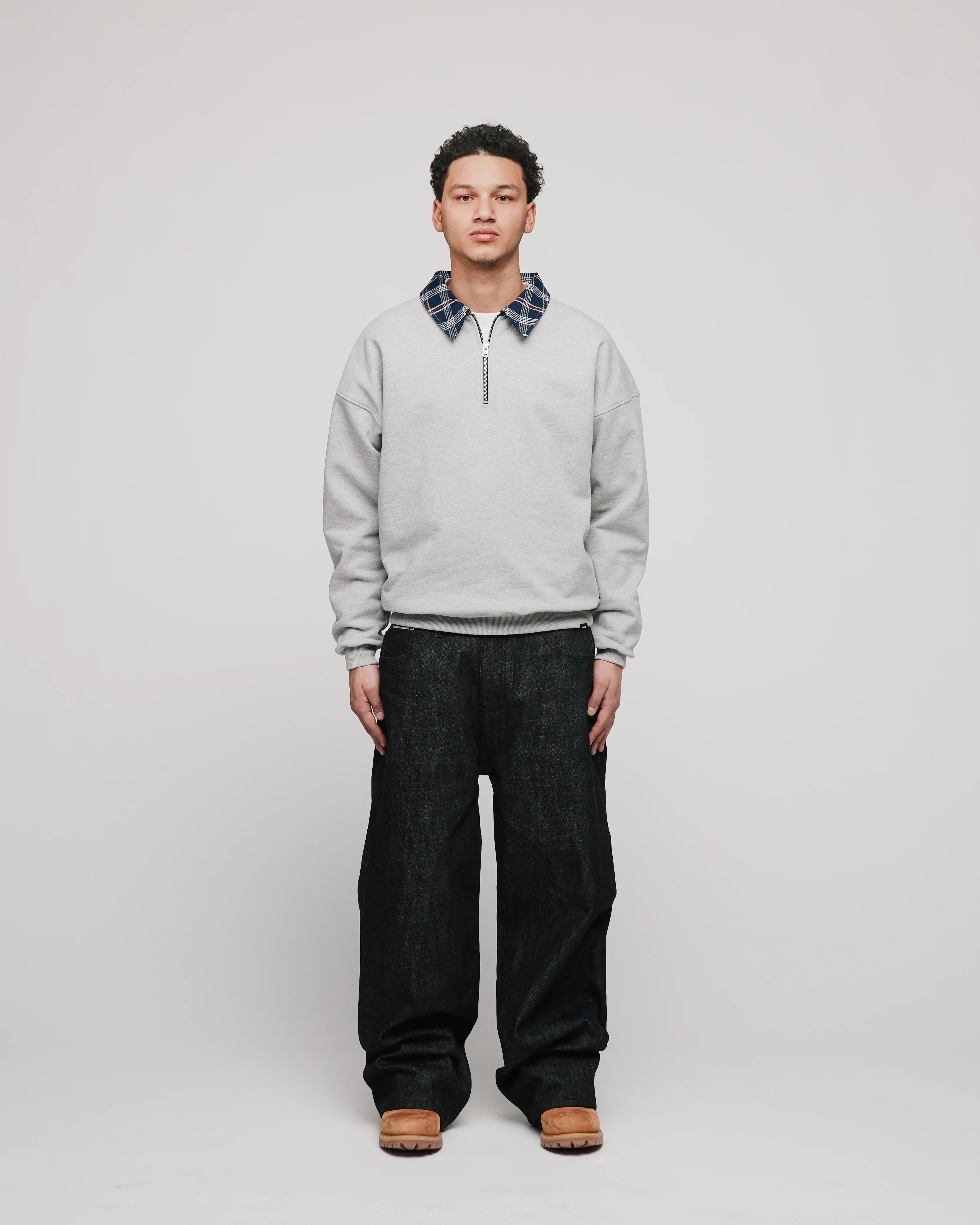 Flannel 1/4 Zip - Grey - Image 2