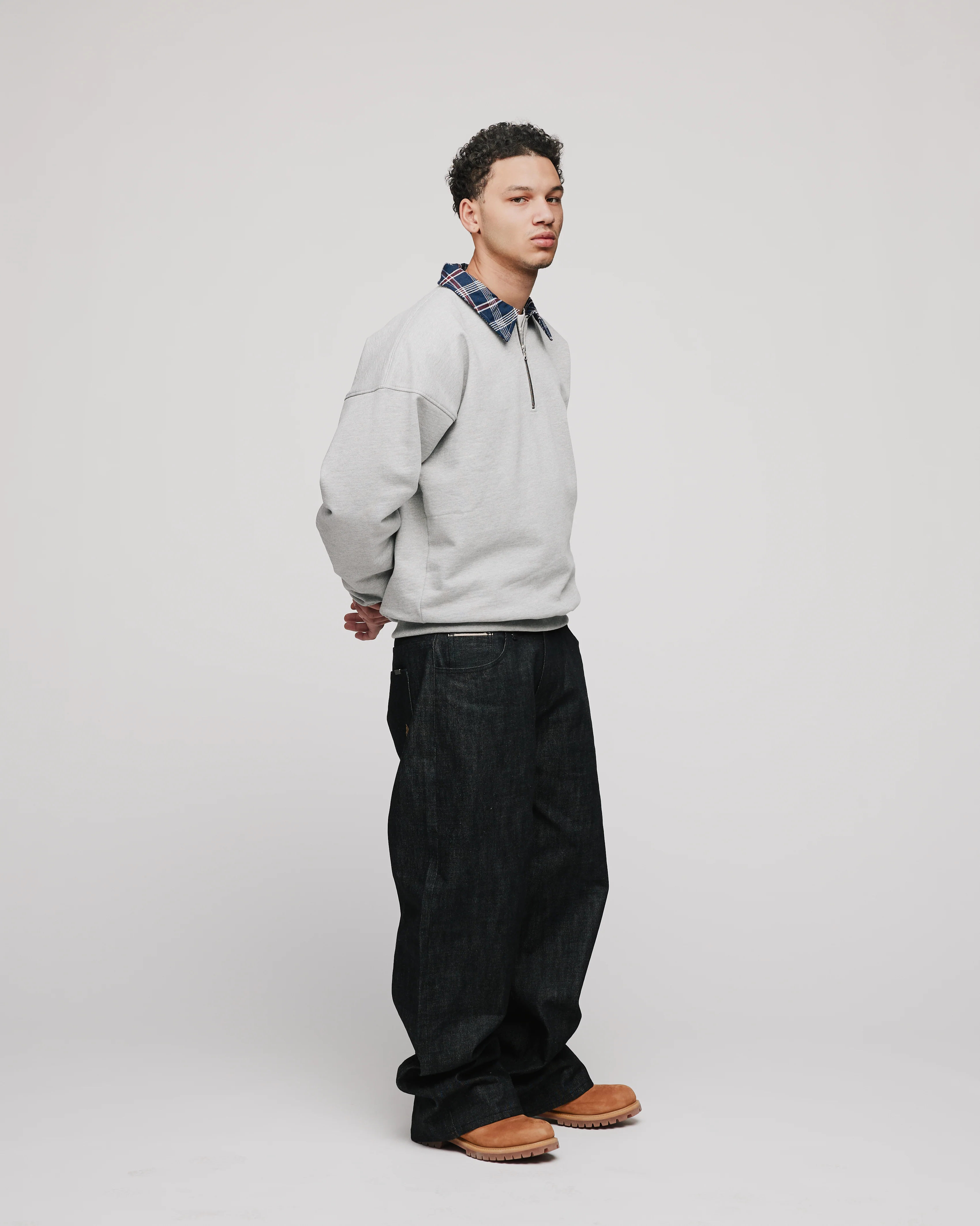 Flannel 1/4 Zip - Grey - Image 3