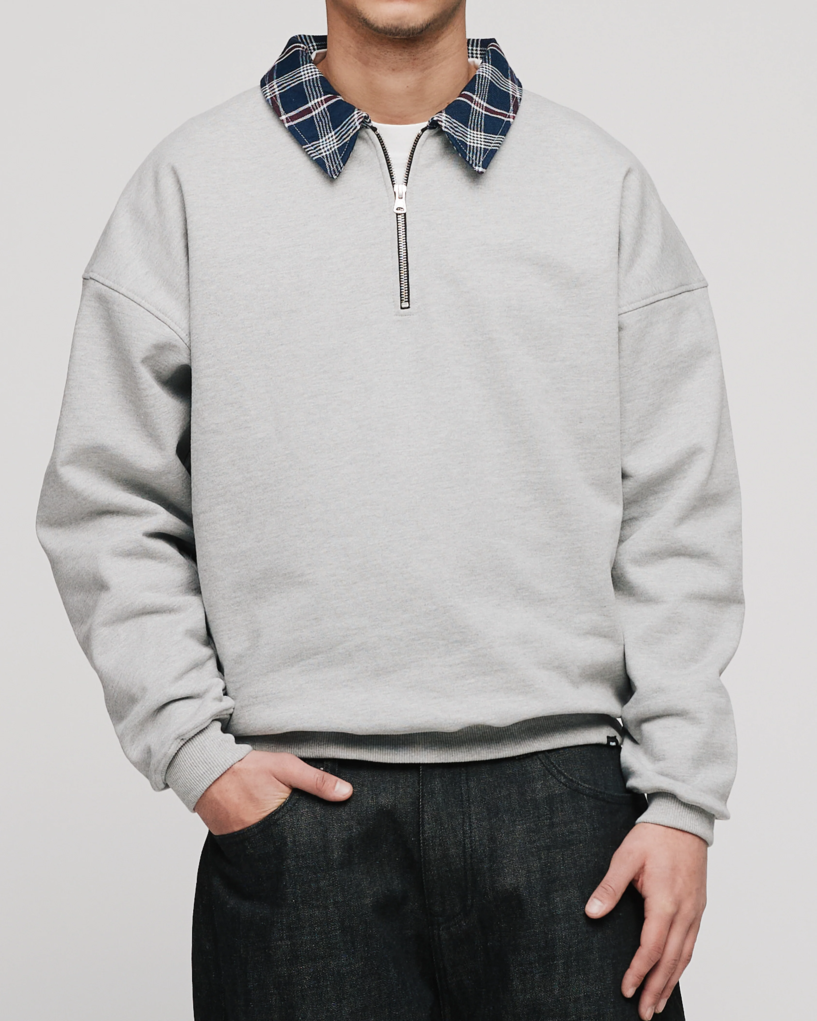 Flannel 1/4 Zip - Grey - Image 7
