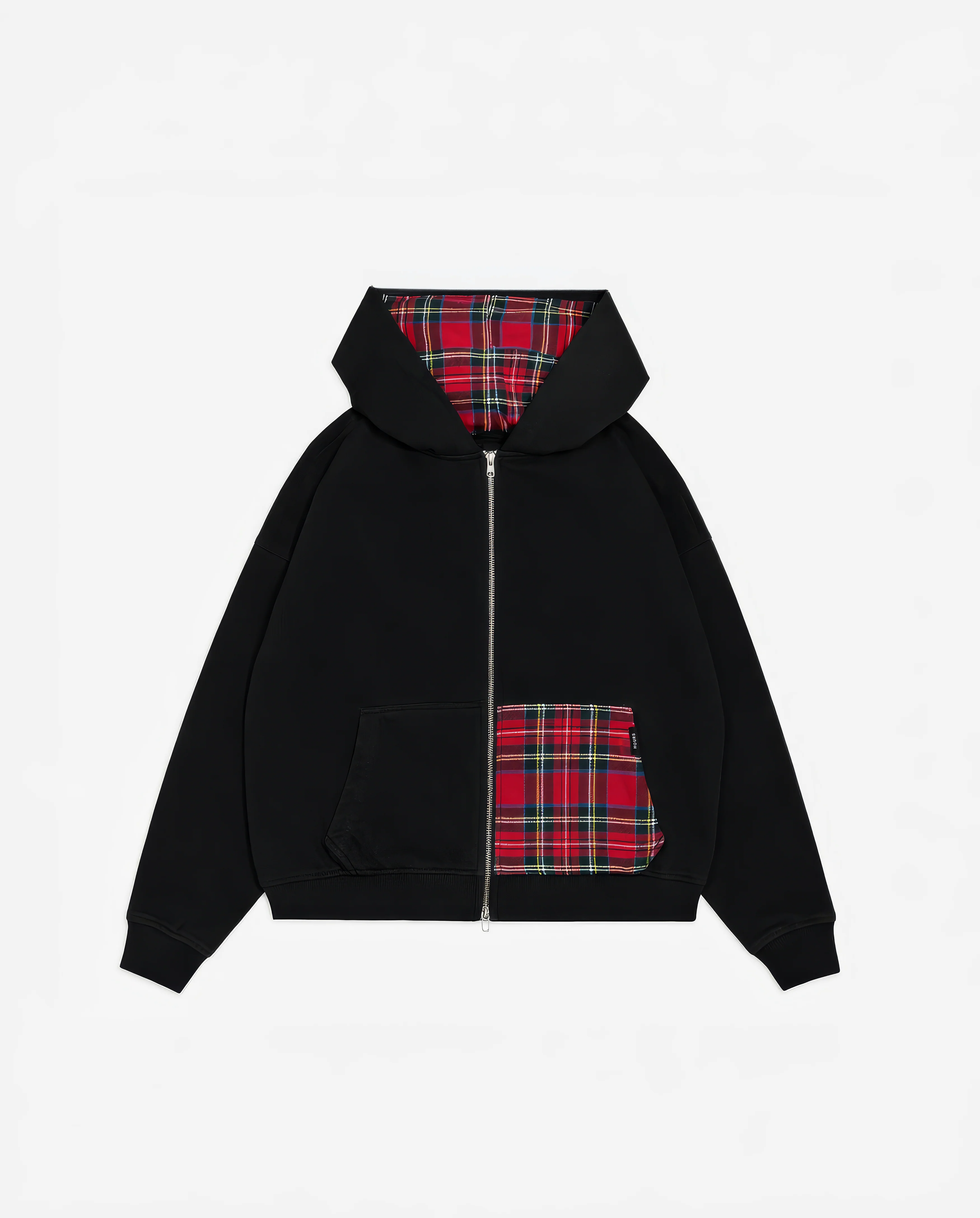 Flannel Zip Hoodie - Black