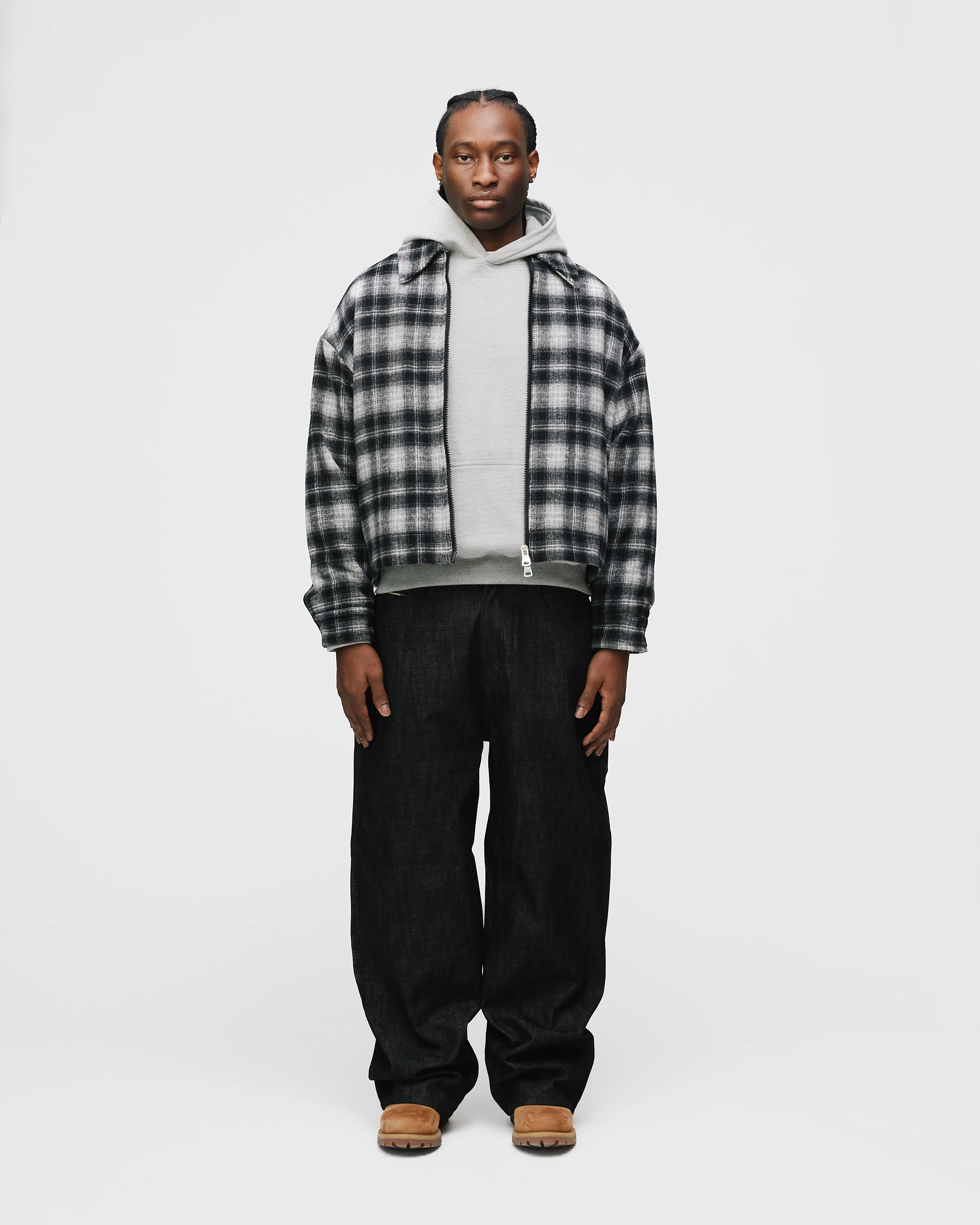 Flannel Zip Overshirt - Black - Image 2