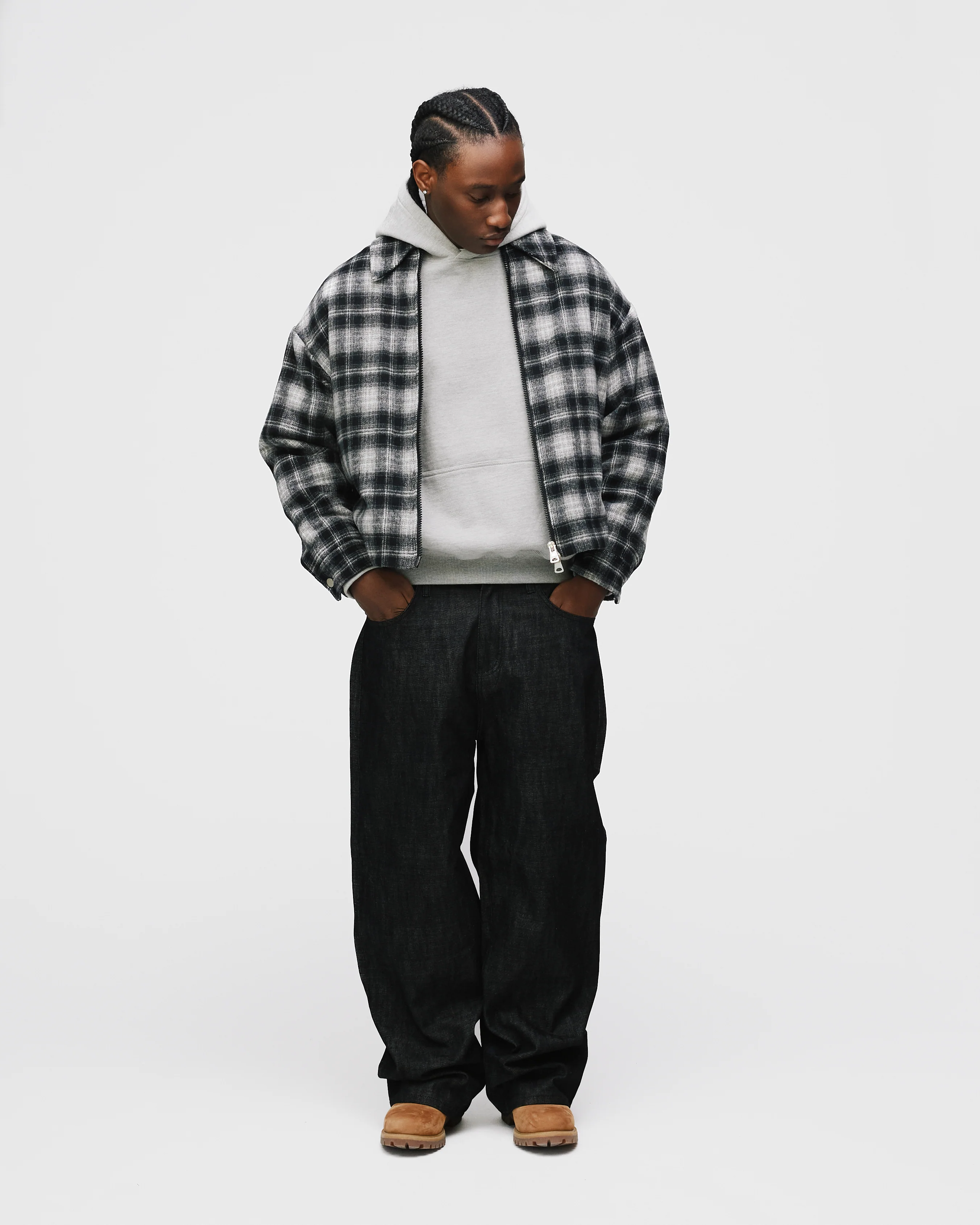 Flannel Zip Overshirt - Black - Image 4