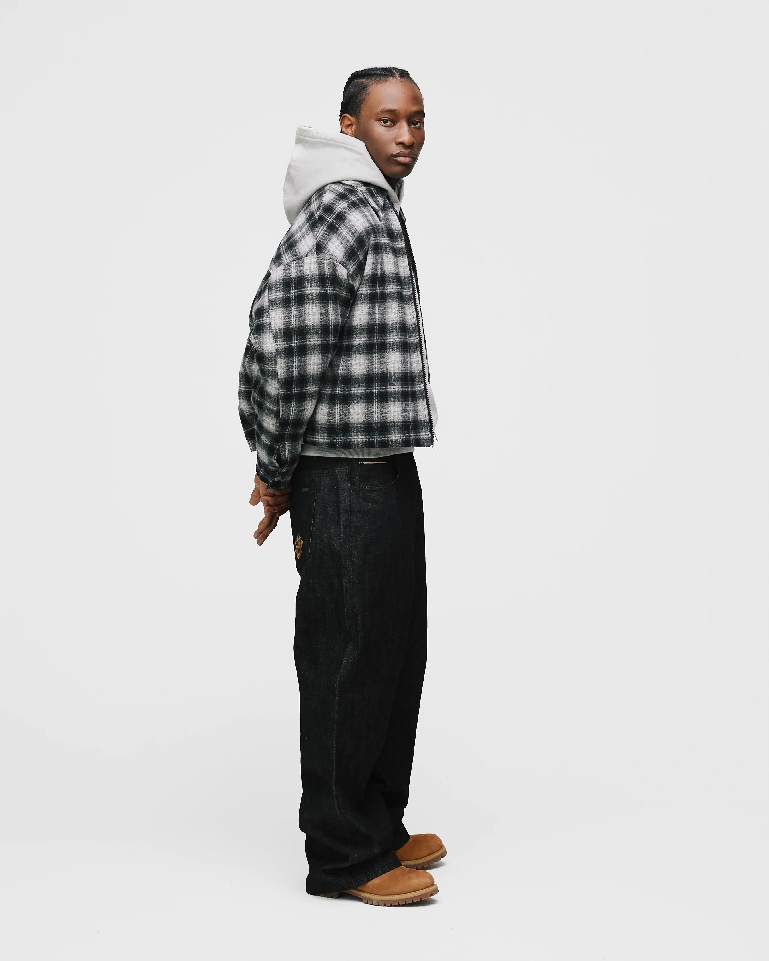 Flannel Zip Overshirt - Black - Image 6