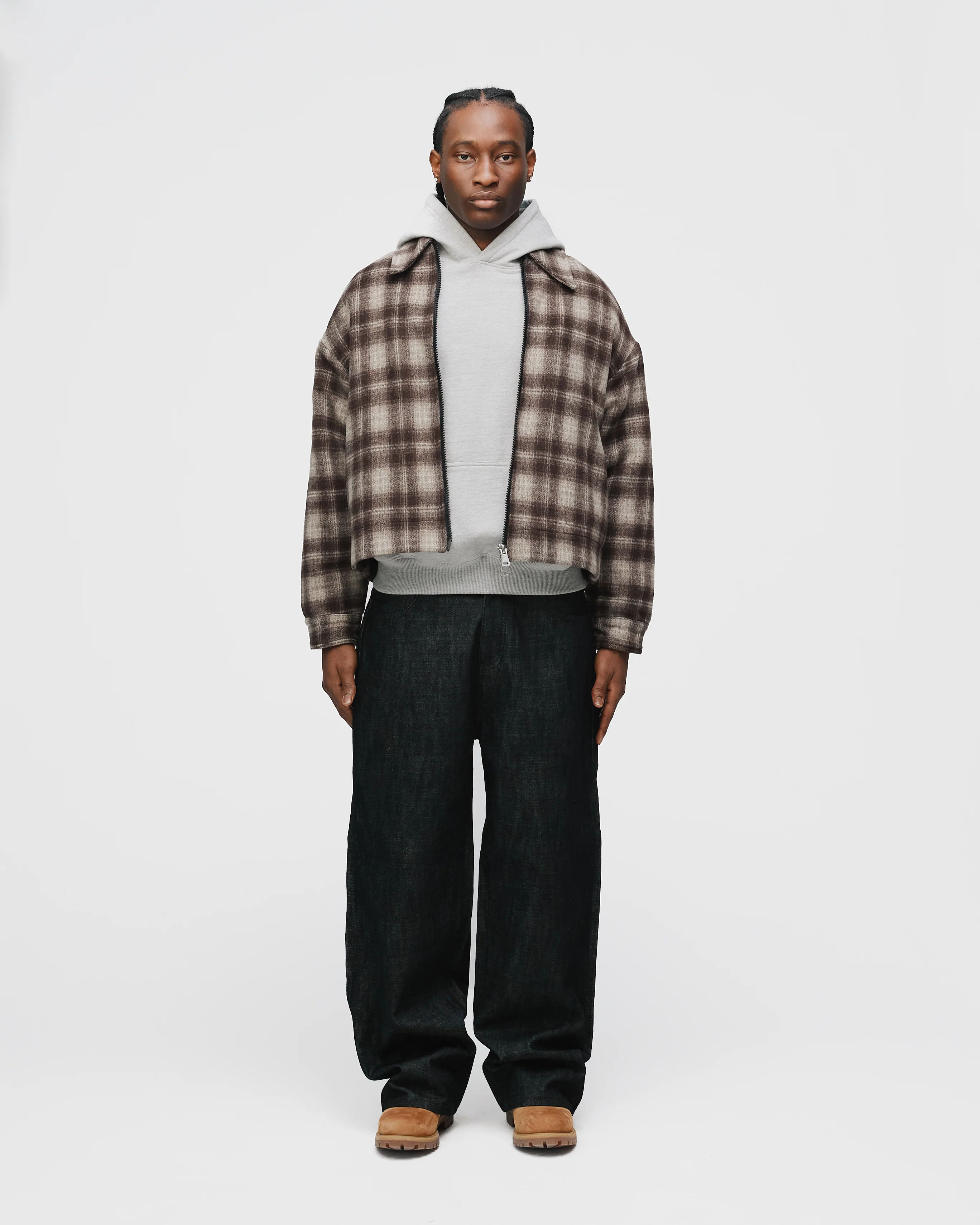 Flannel Zip Overshirt - Brown - Image 2