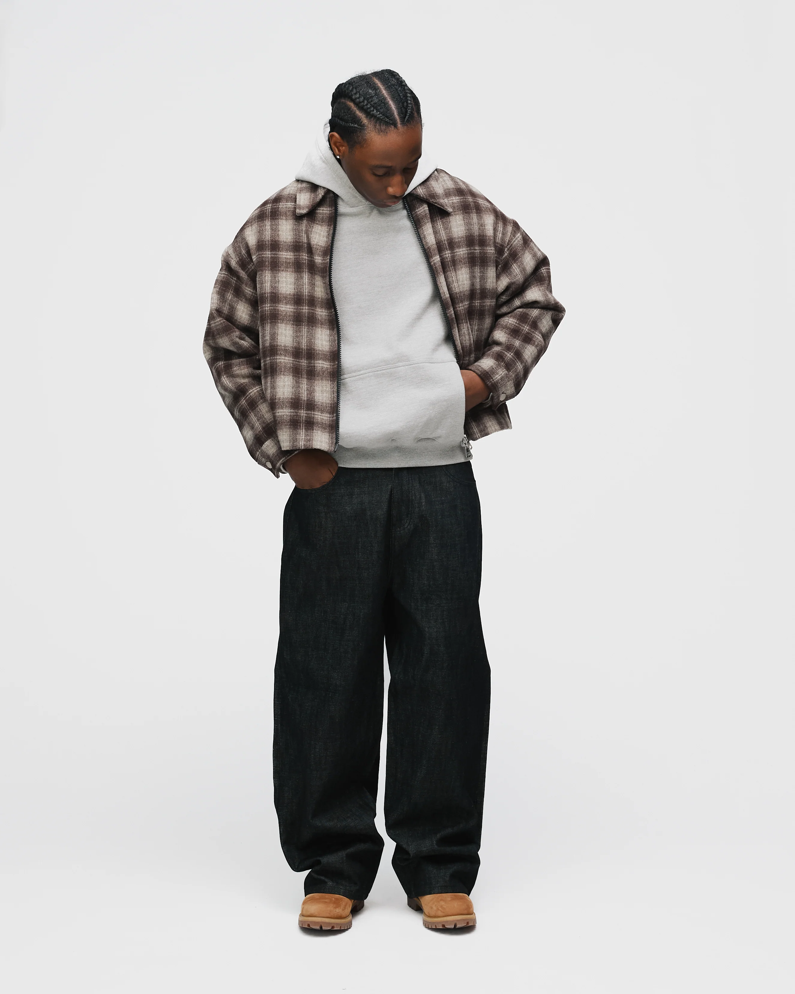Flannel Zip Overshirt - Brown - Image 4