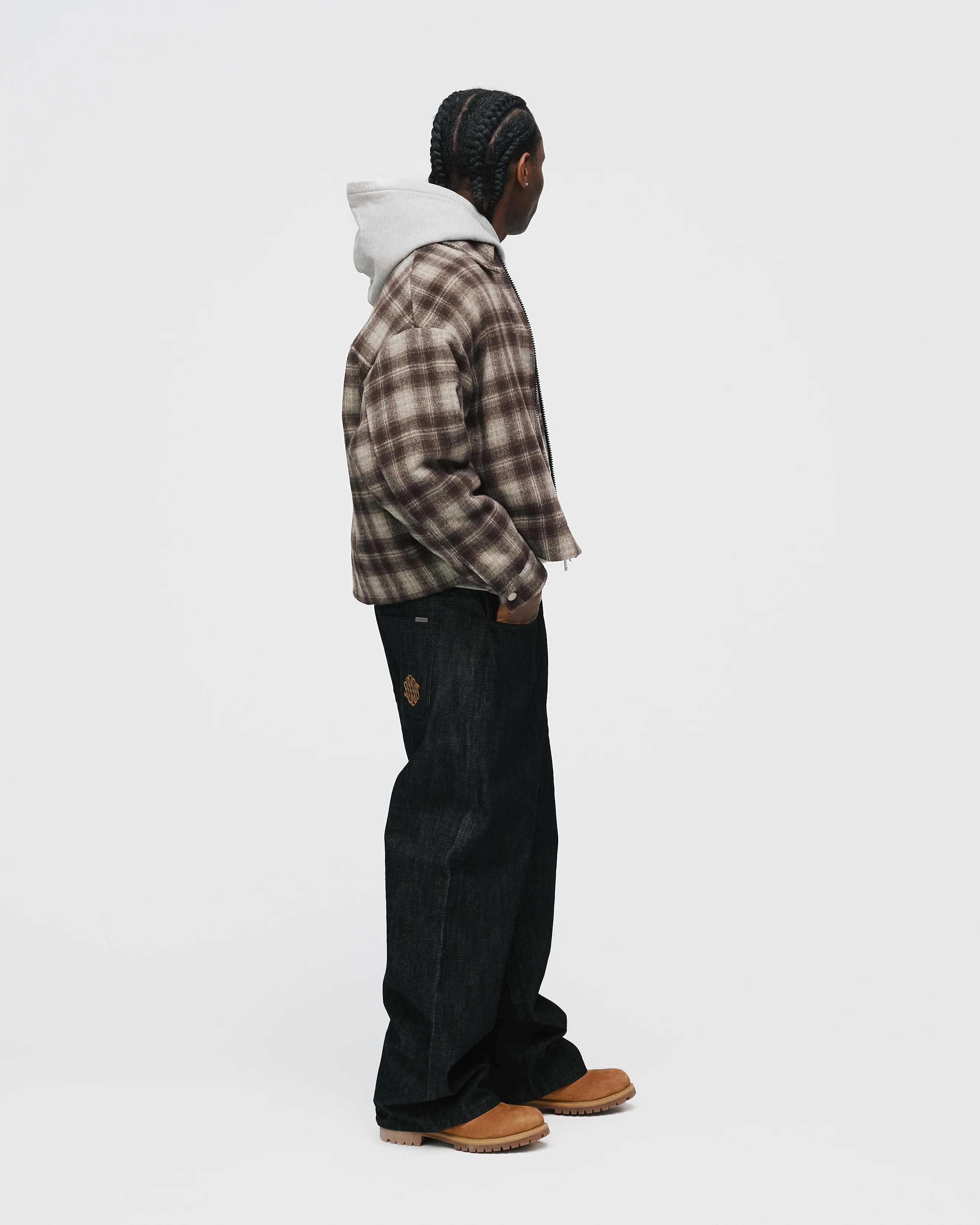 Flannel Zip Overshirt - Brown - Image 6