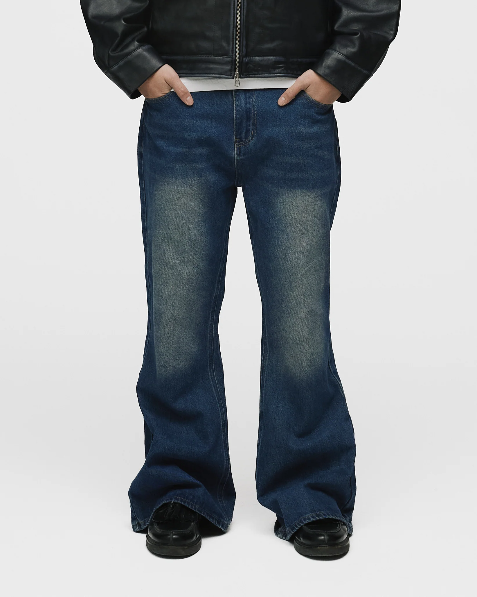 Flare Denim Pants - Mid Blue - Image 3