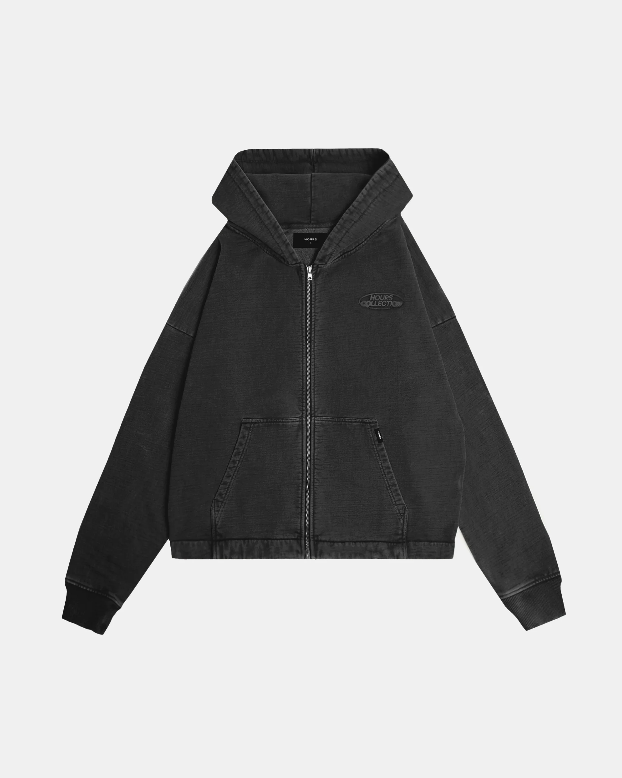 Mind Connection Cropped Zip Hoodie - Vintage Black - Image 3
