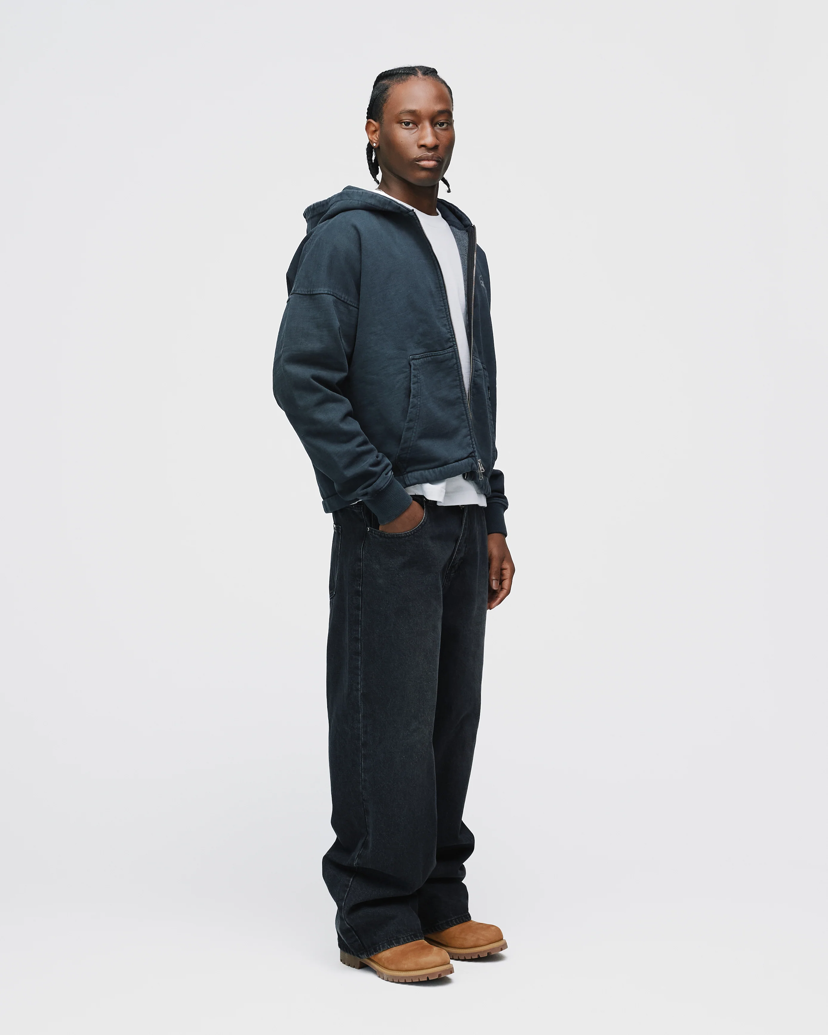 Mind Connection Cropped Zip Hoodie - Vintage Black - Image 6