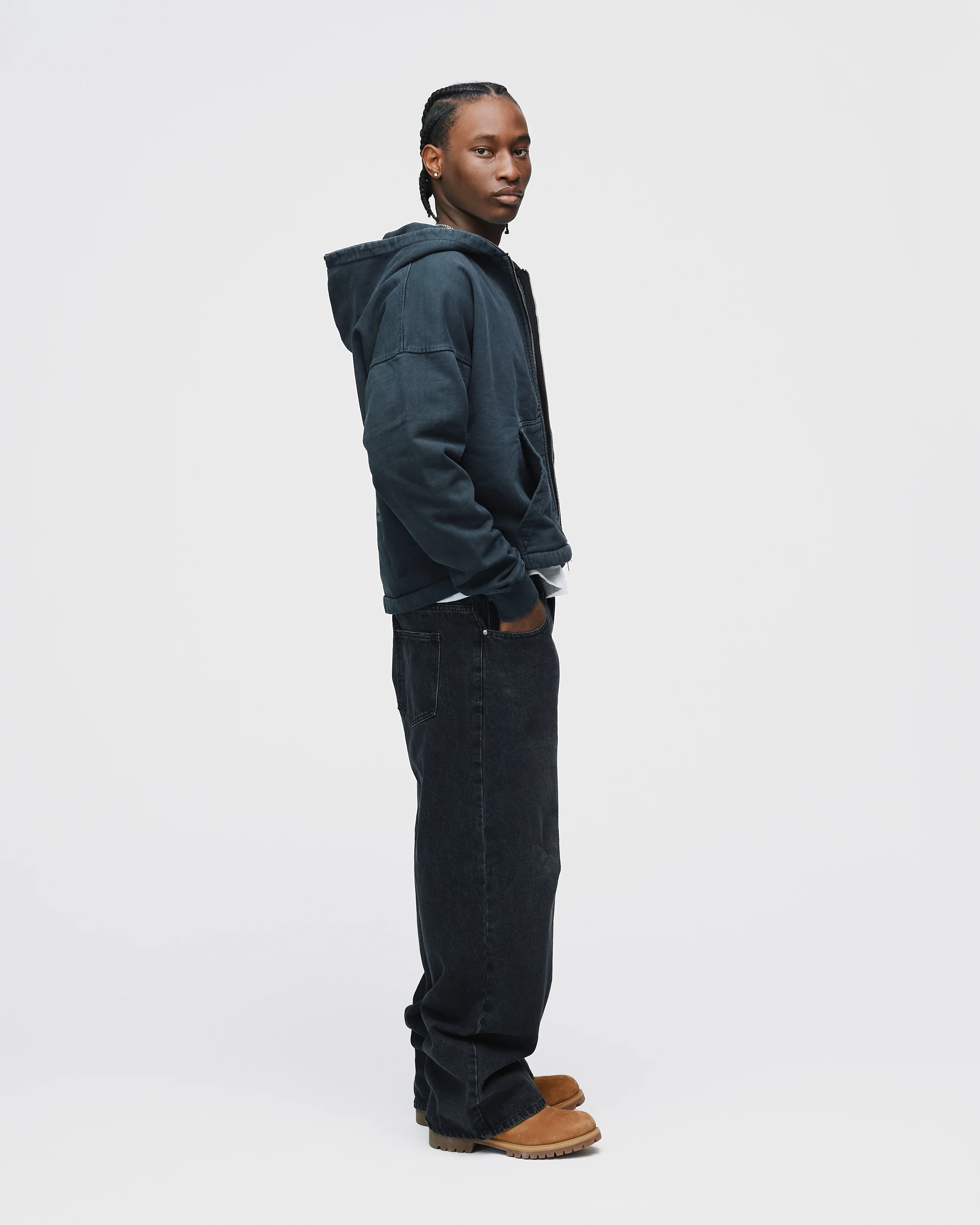 Mind Connection Cropped Zip Hoodie - Vintage Black - Image 7