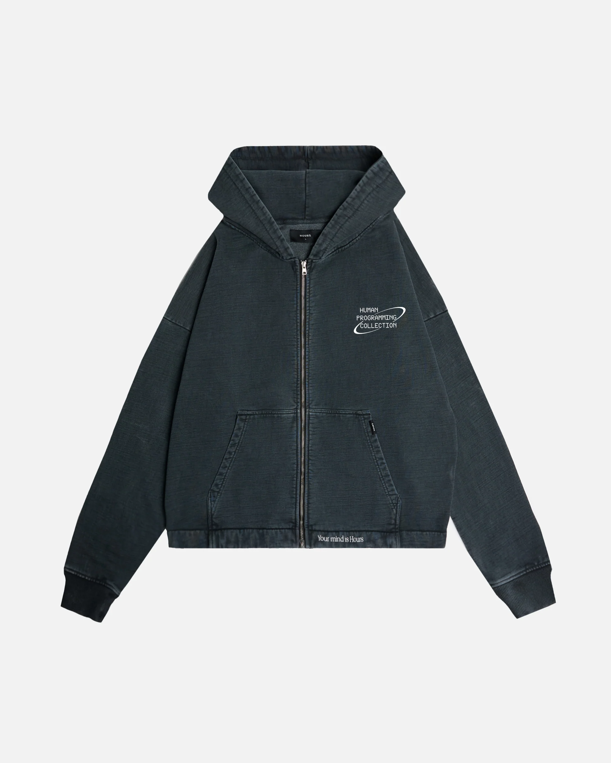 Mind is Hours Cropped Zip Hoodie - Vintage Black - Image 3