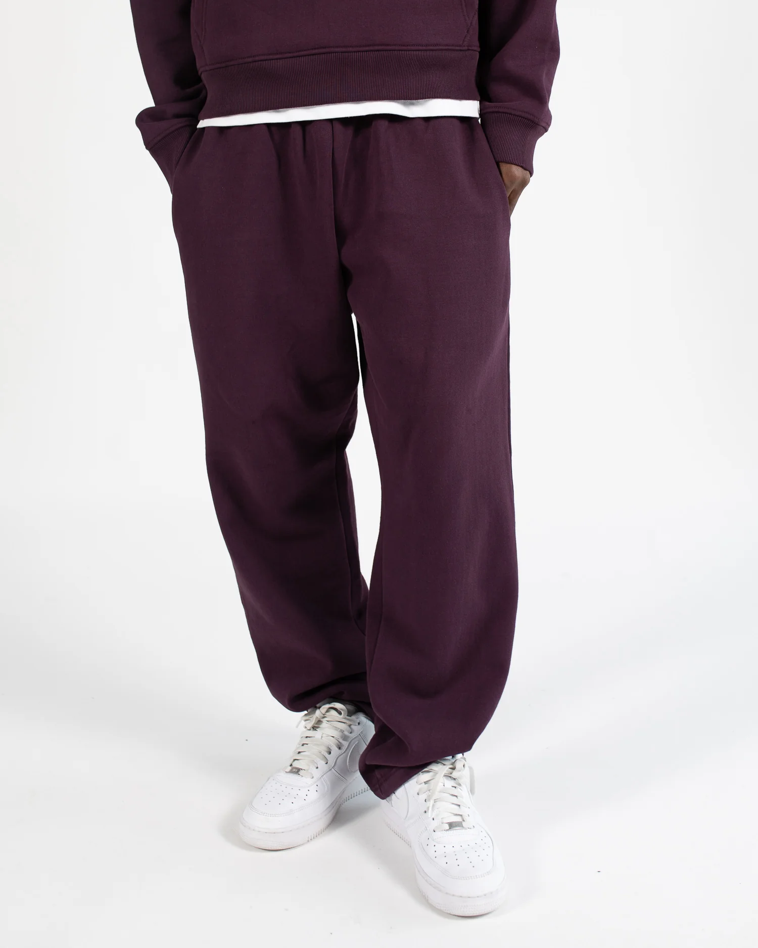 Open Bottom Sweatpants - Wine - Image 3
