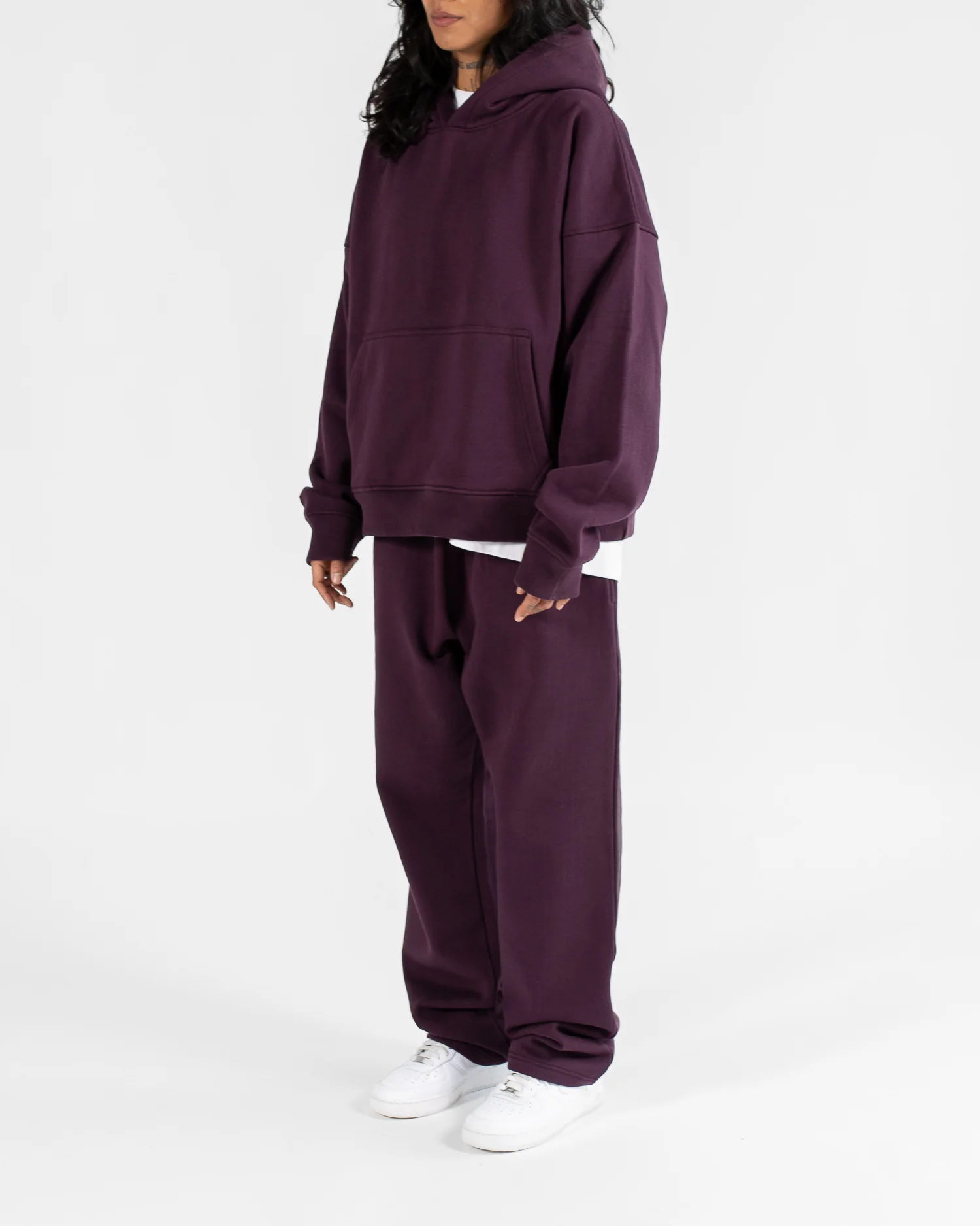 Open Bottom Sweatpants - Wine - Image 4