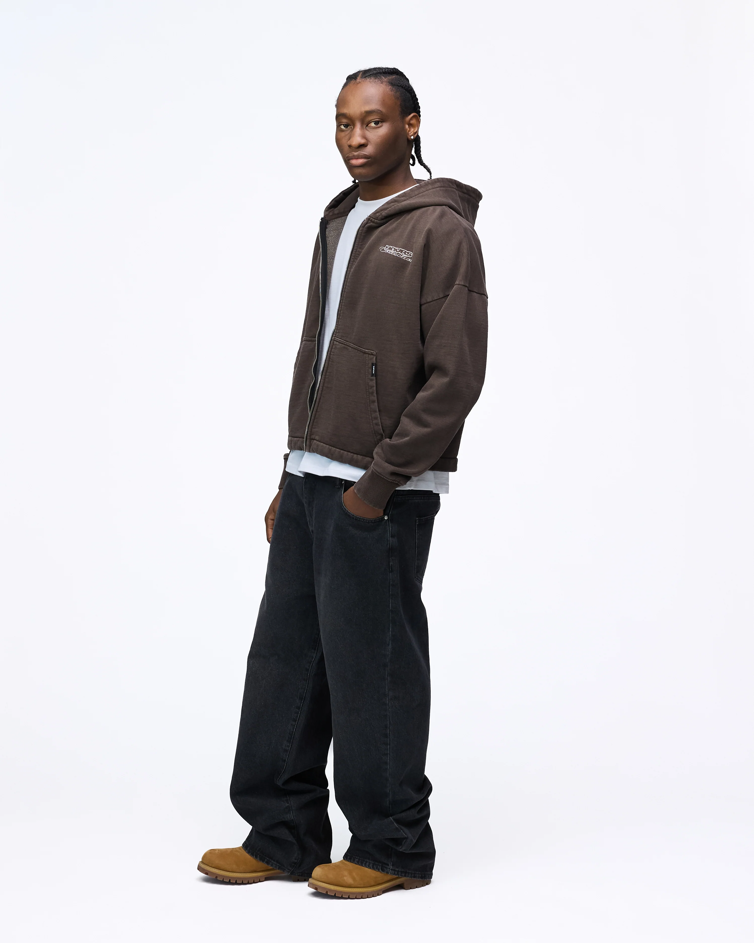 Outlaw Cropped Zip Hoodie - Vintage Espresso - Image 5